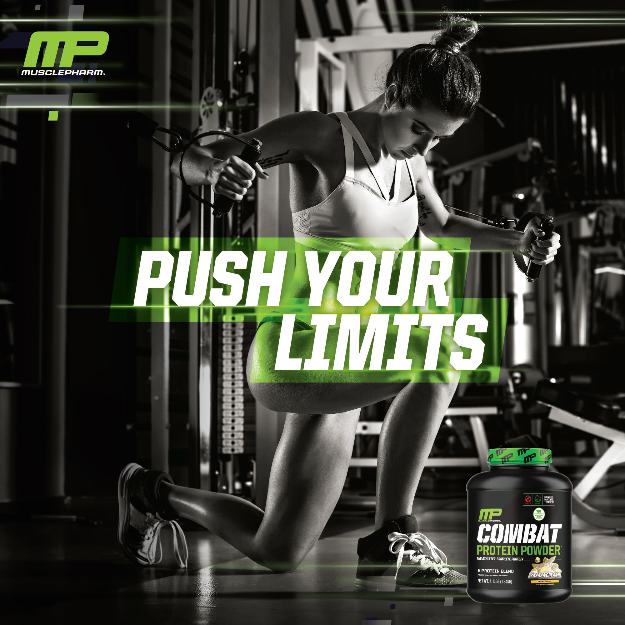MusclePharm Combat Protein Powder, Banana Cream - 4 lb - Gluten Free - 52 Servings Muscle PharmAu supplements