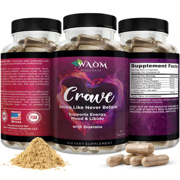 Waòm Wellness Crave – Women’s Desire Booster with Maca, Ashwagandha & L-Theanine – Natural Energy, Mood & Hormone Balance Support – 60 Vegan Capsules Waòm WellnessAu supplements
