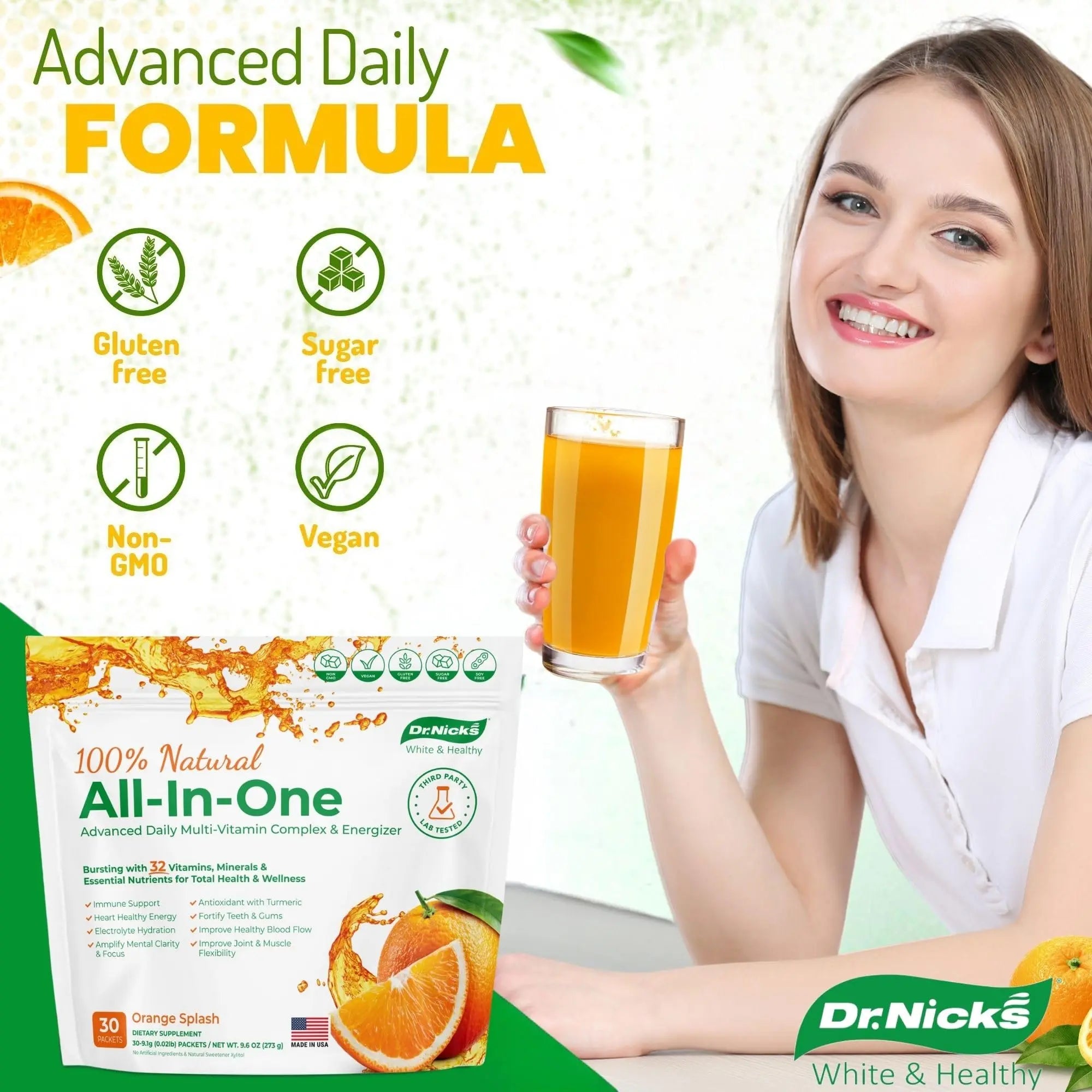 Dr. Nick's Multivitamin Powder for Women, 30 Pack, Orange Splash, Multivitamin for Women with 32 Vitamins and Minerals Dr.Nick's White & HealthyAu supplements