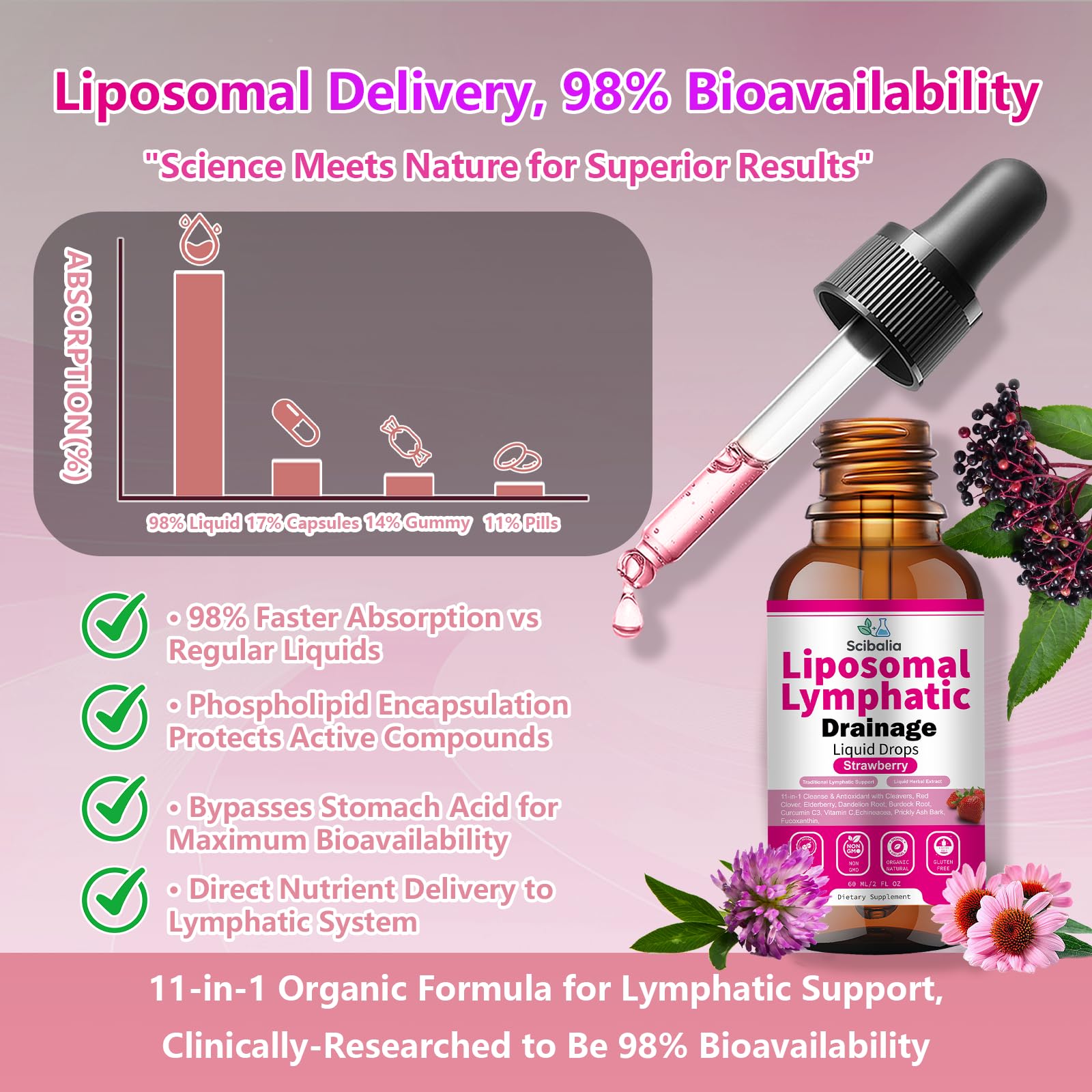 Scibalia Liposomal Lymphatic Drainage Drops, 11-in-1 Organic Lymphatic Support with Red Clover Echinacea Elderberry Burdock Root for Lymph Cleanse Immune Support & Daily Detox Vegan Non-GMO ScibaliaAu supplements