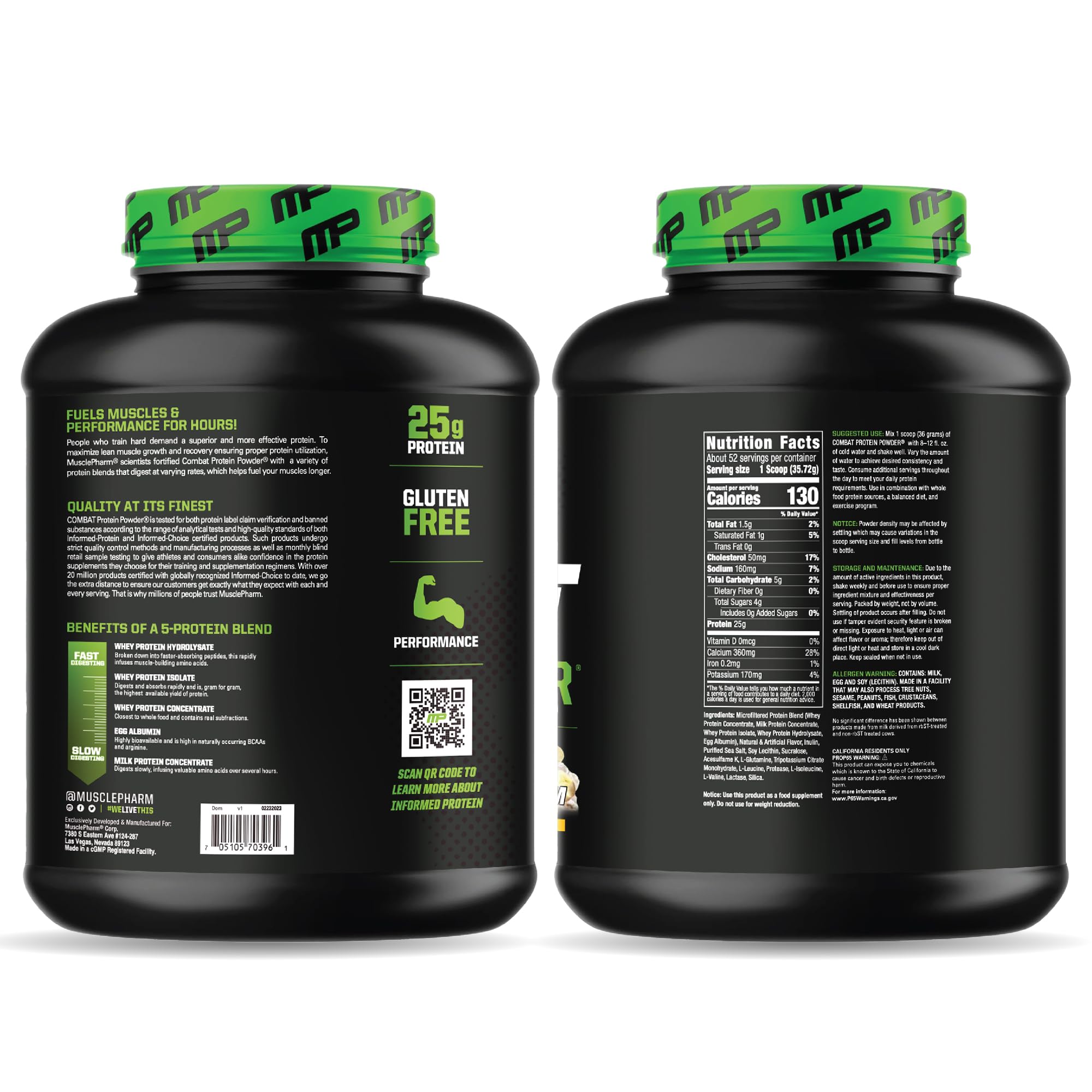 MusclePharm Combat Protein Powder, Banana Cream - 4 lb - Gluten Free - 52 Servings Muscle PharmAu supplements