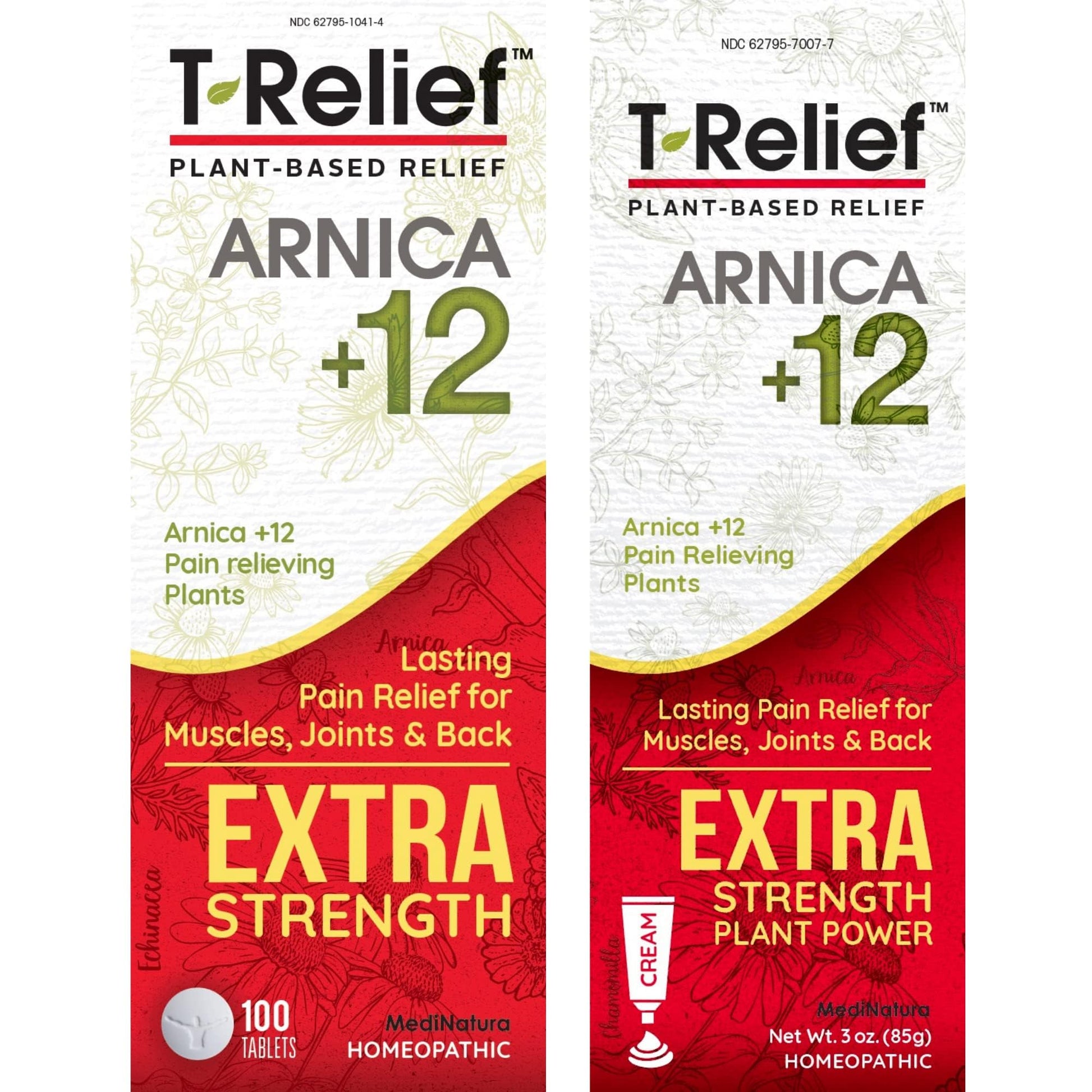 MediNatura T-Relief Extra Strength Pain Relief Arnica +12 Plant-Based Pain Relievers 100ct Tablets T-Relief Extra Strength Pain Relief 3oz Cream Bundle MediNaturaAu supplements