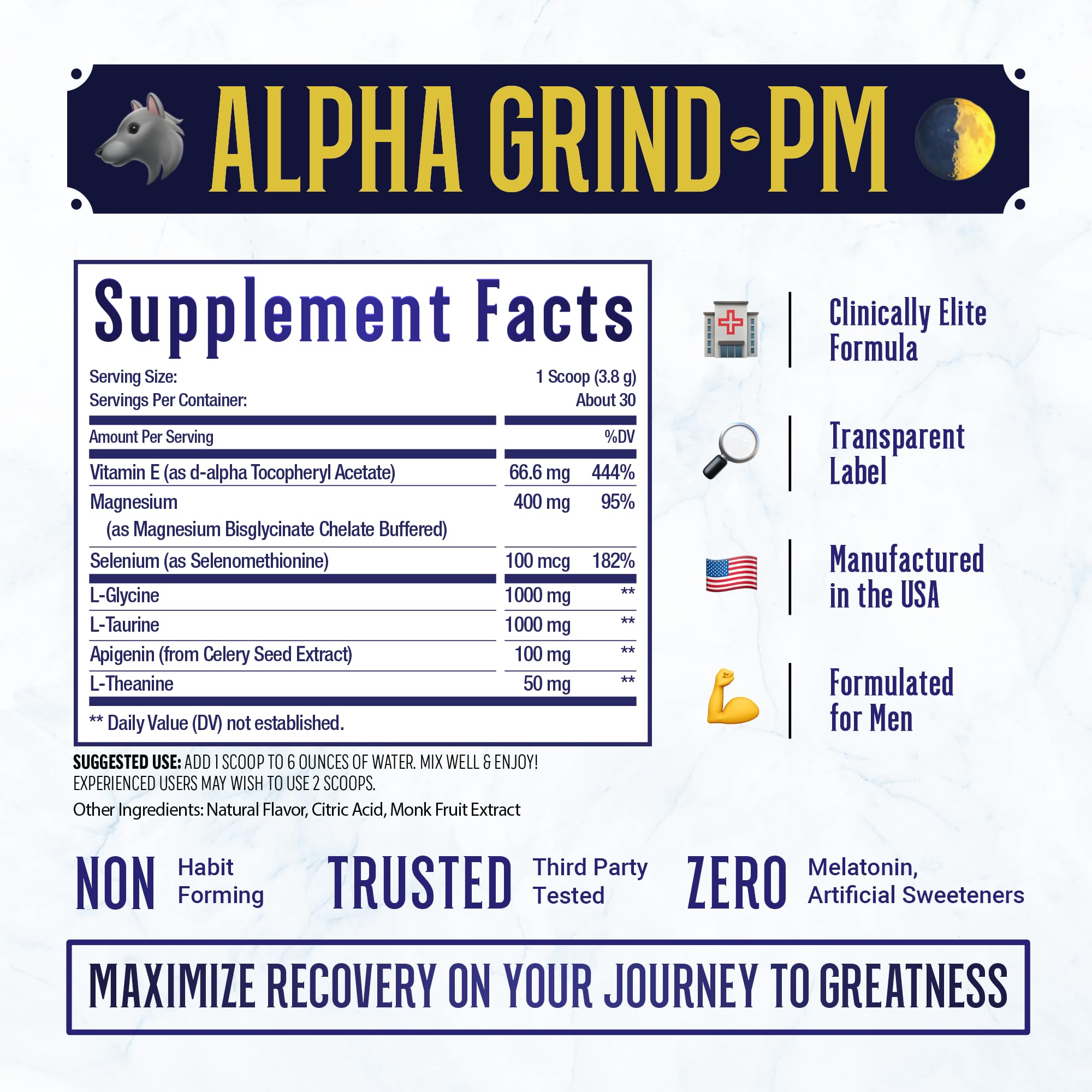 Advanced Sleep Supplement for Men, Nootropic Night Time Burner & Anabolic Recovery Join Top Shelf GrindUS supplements
