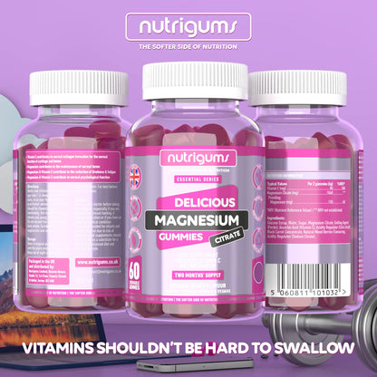 Magnesium Citrate 1250mg & Vitamin C Gummy | Mixed Berry Flavour | 60 Vegan Gummies NutrigumsUS supplements