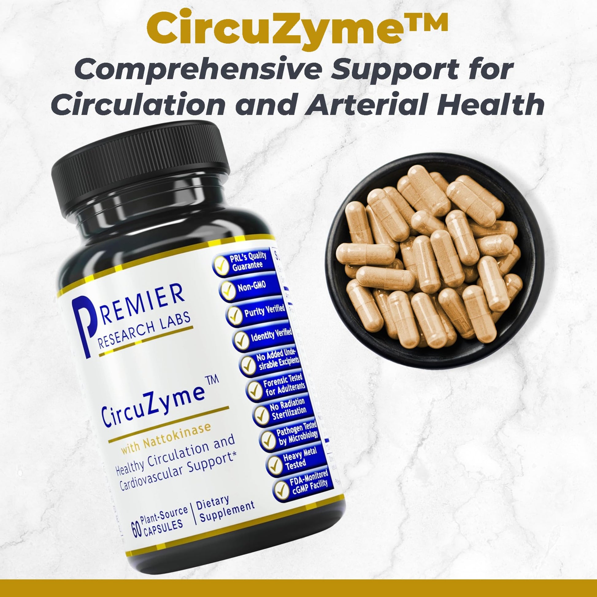 Premier Research Labs CircuZyme - Blood Circulation Supplements Supporting Blood Flow & Vascular Support Featuring Diosmin, Cayenne & Nattokinase, for Men and Women - 60 Vegetarian Capsules Premier Research LabsAu supplements