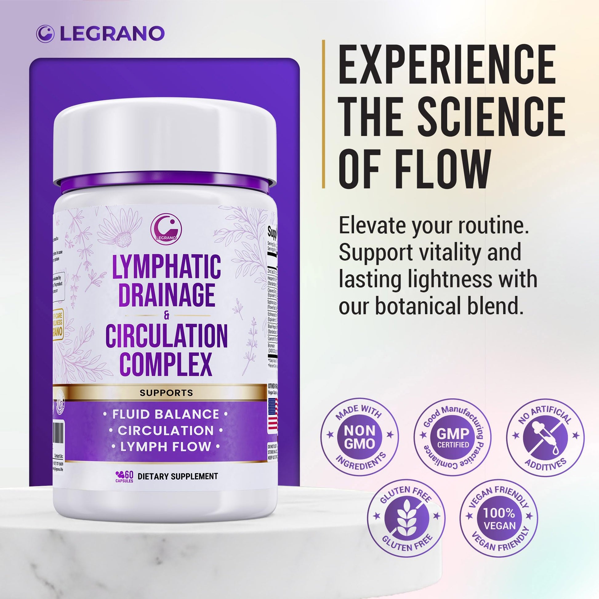 Advanced Lymphatic Drainage Supplements – Lymphatic Cleanse & Lymph System Support with Hesperidin, Rutin, Quercetin with Bromelain – Herbal Lymphatic Support Formula – 60 Capsules LEGRANOAu supplements