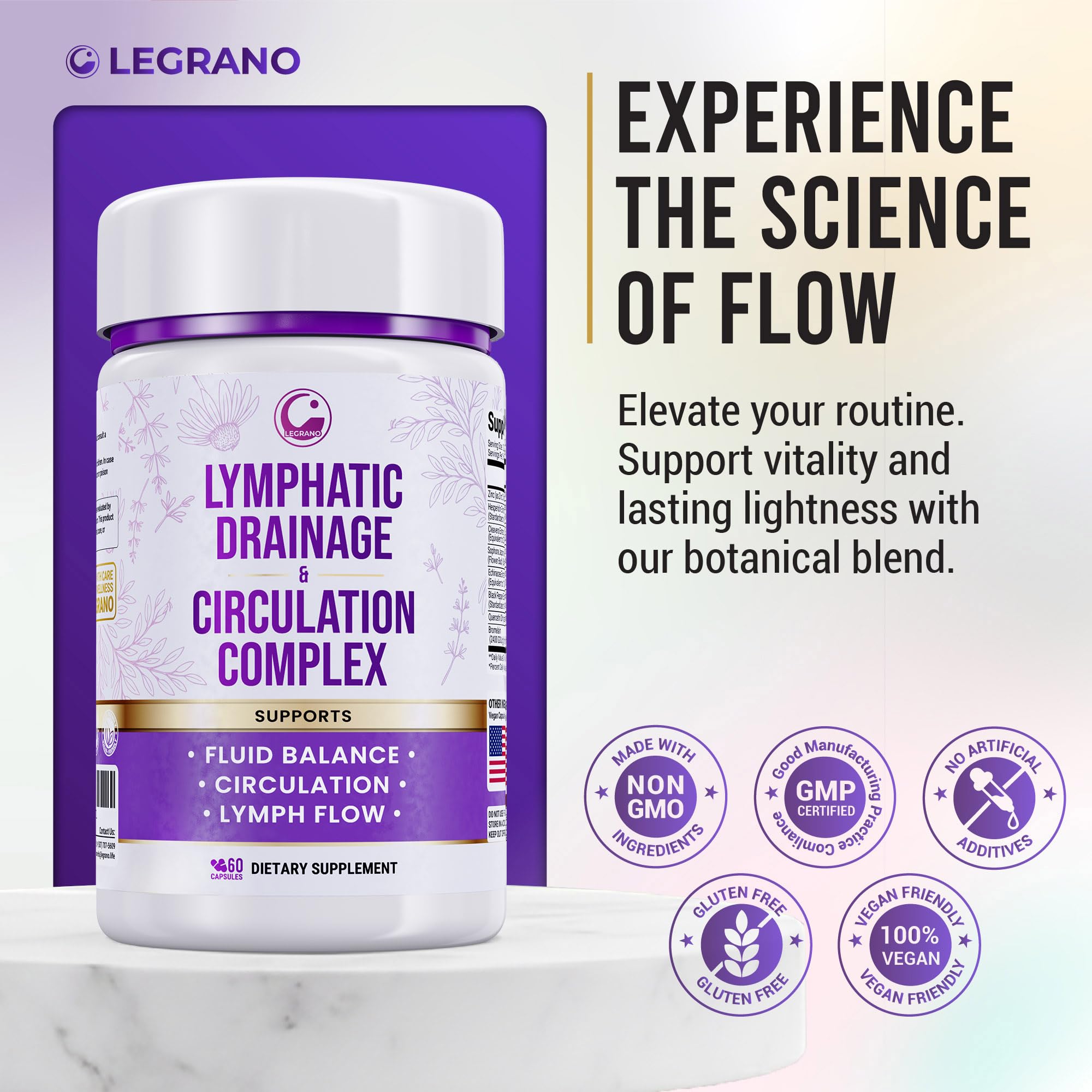 Advanced Lymphatic Drainage Supplements – Lymphatic Cleanse & Lymph System Support with Hesperidin, Rutin, Quercetin with Bromelain – Herbal Lymphatic Support Formula – 60 Capsules LEGRANOAu supplements
