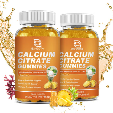 GONGOTA Calcium Citrate 1200mg with Vitamin D3 Gummies, Chewable Calcium for Bone, Muscle, Joints, Immune Support, Calcium Supplements for Women & Men,Sugar Free, Pineapple Flavor - 120 Gummies GONGOTAAu supplements