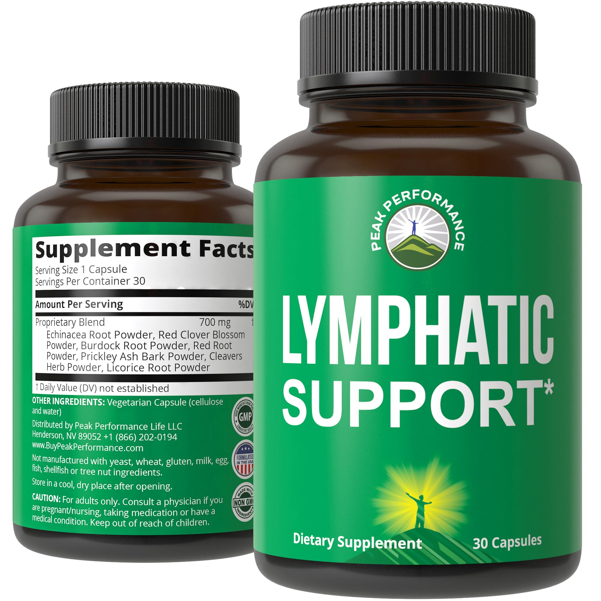 Lymphatic Drainage Supplement. 7-in-1 Lymph System Support Capsules to Detox & Cleanse. with Vegan Ingredients Echinacea Root, Red Clover Blossom, Burdock Root, Red Root, Licorice Root for Women, Men Peak PerformanceAu supplements