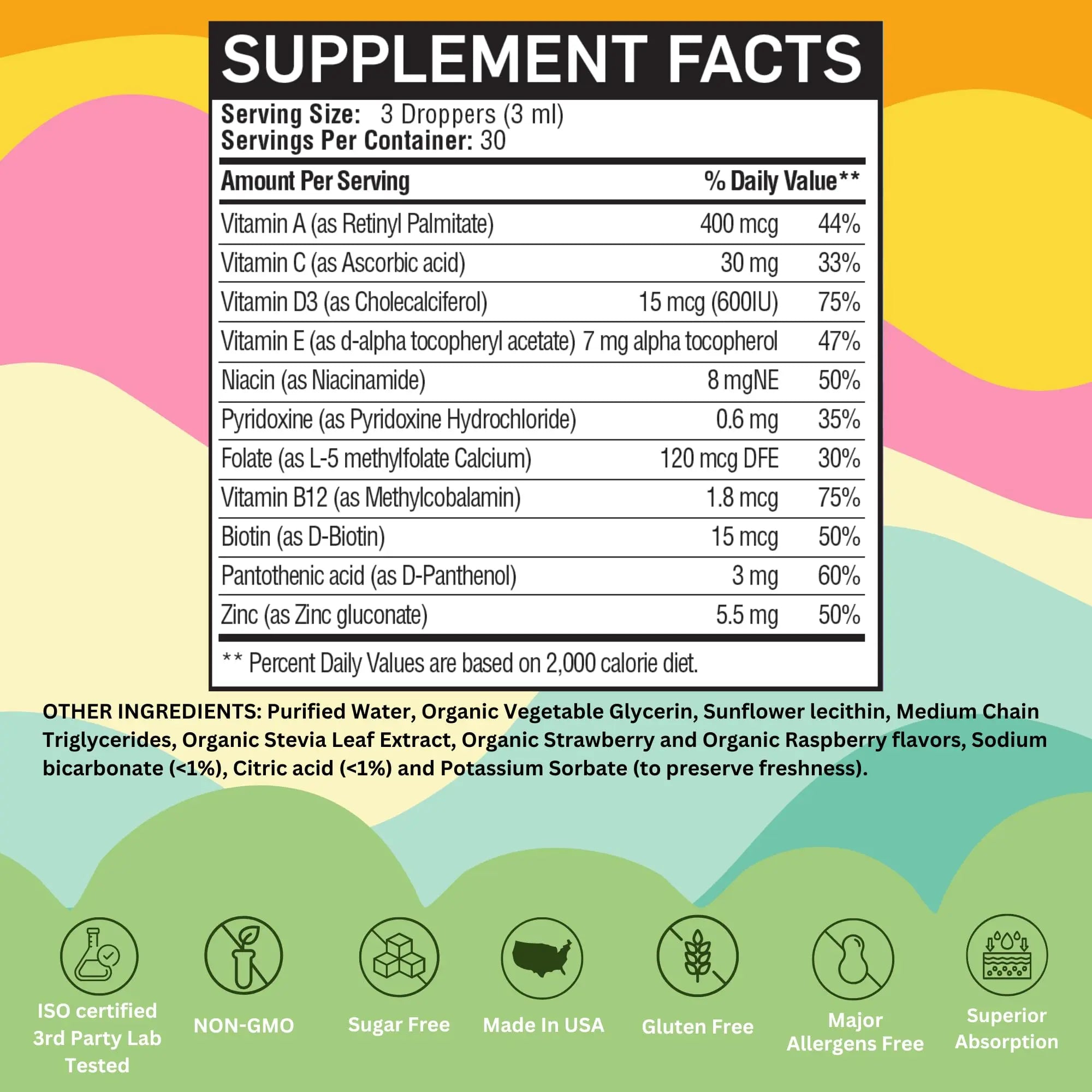 Vitaminally Liposomal Kids Liquid Multivitamin | Non-GMO | Clean | Sugar Free | Gluten Free | Organic Berry Flavors | VitaminallyAu supplements