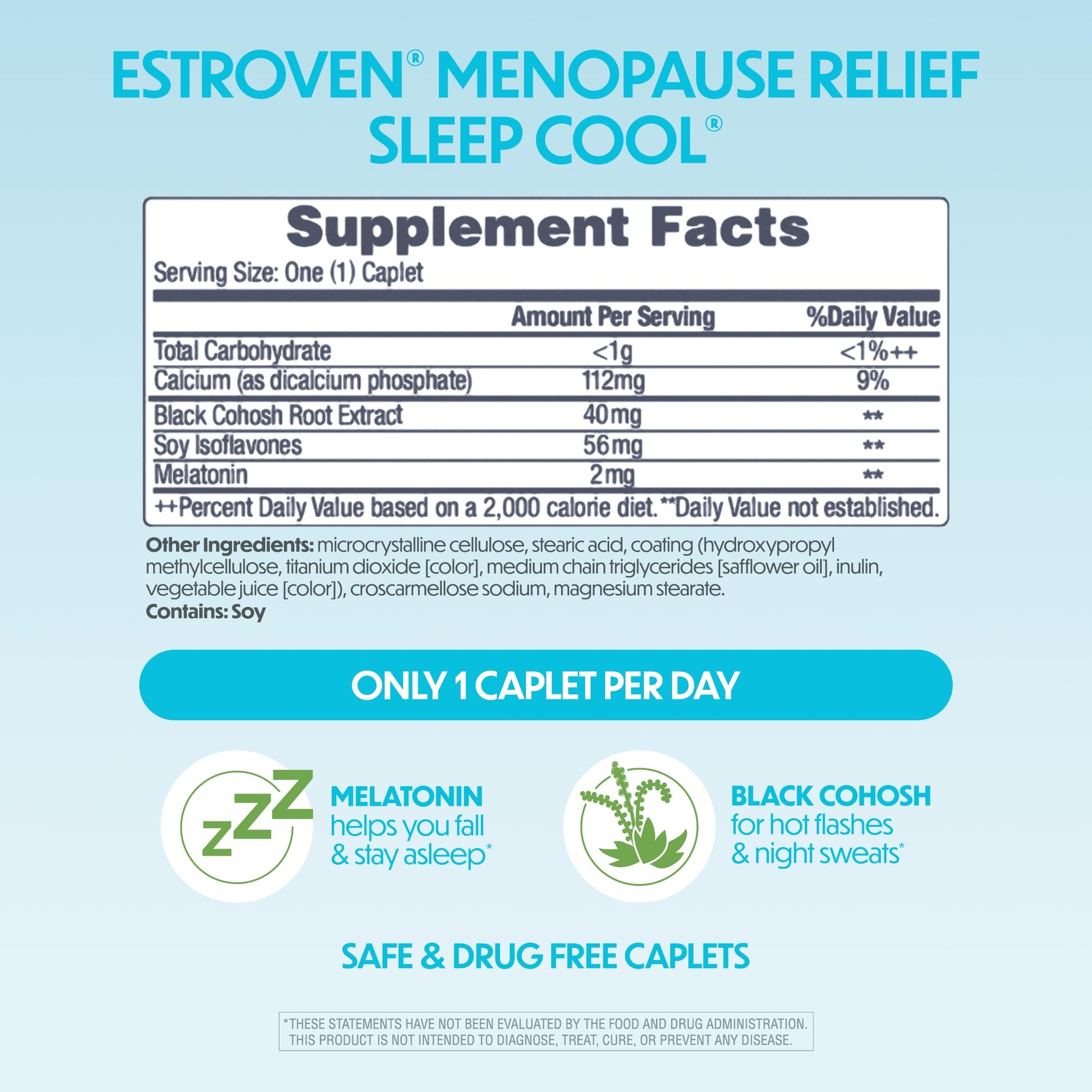 Estroven Sleep Cool for Menopause Relief, 30 Ct, Sleep Support Supplement With Clinically Proven Ingredients to Relieve Menopause Symptoms plus Night Sweats & Hot Flash Relief, Drug-No & Gluten-No EstrovenAu supplements