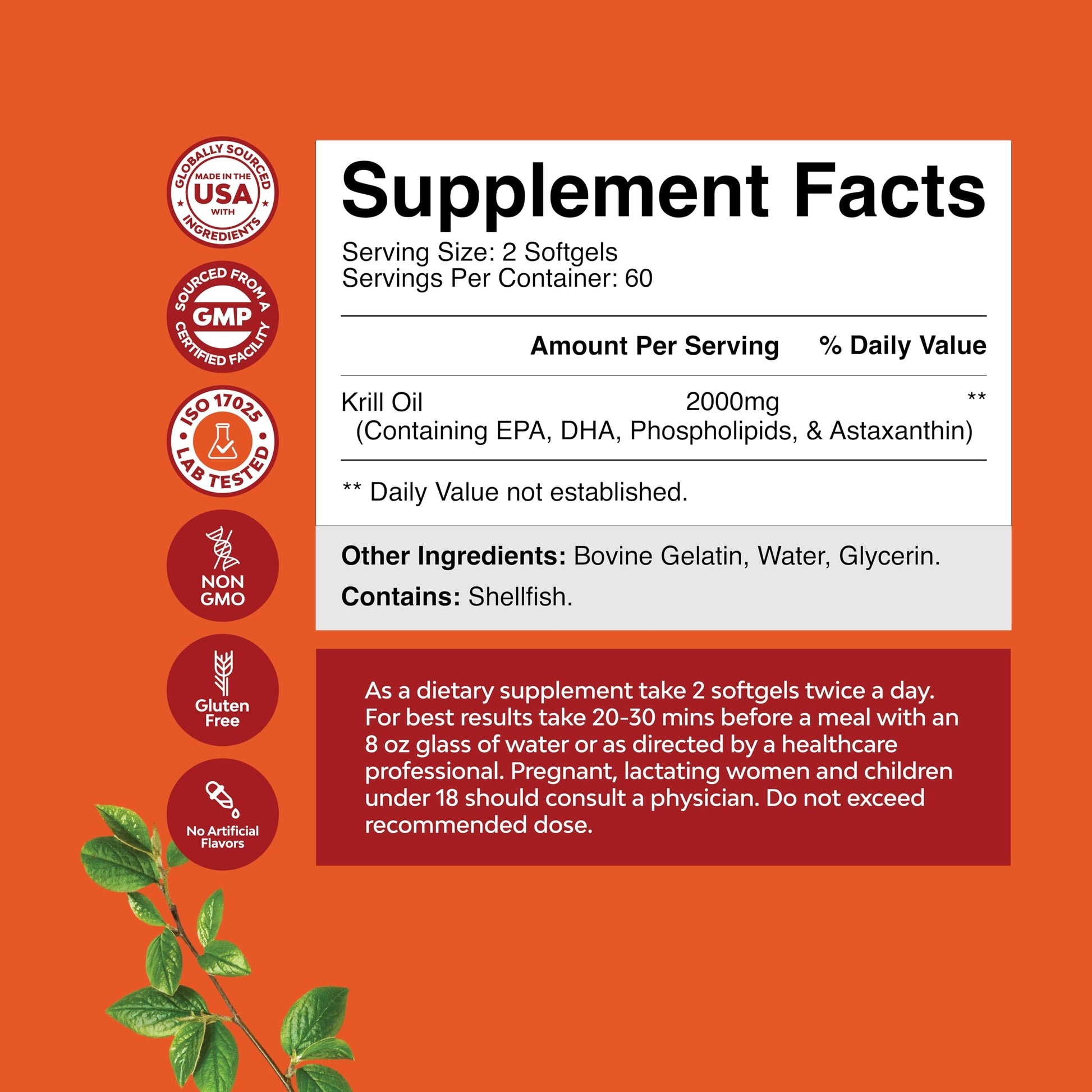 Antarctic Krill Oil 2000mg Softgels Per Serving - Omega 3 Krill Oil Supplement Natures CraftUS supplements