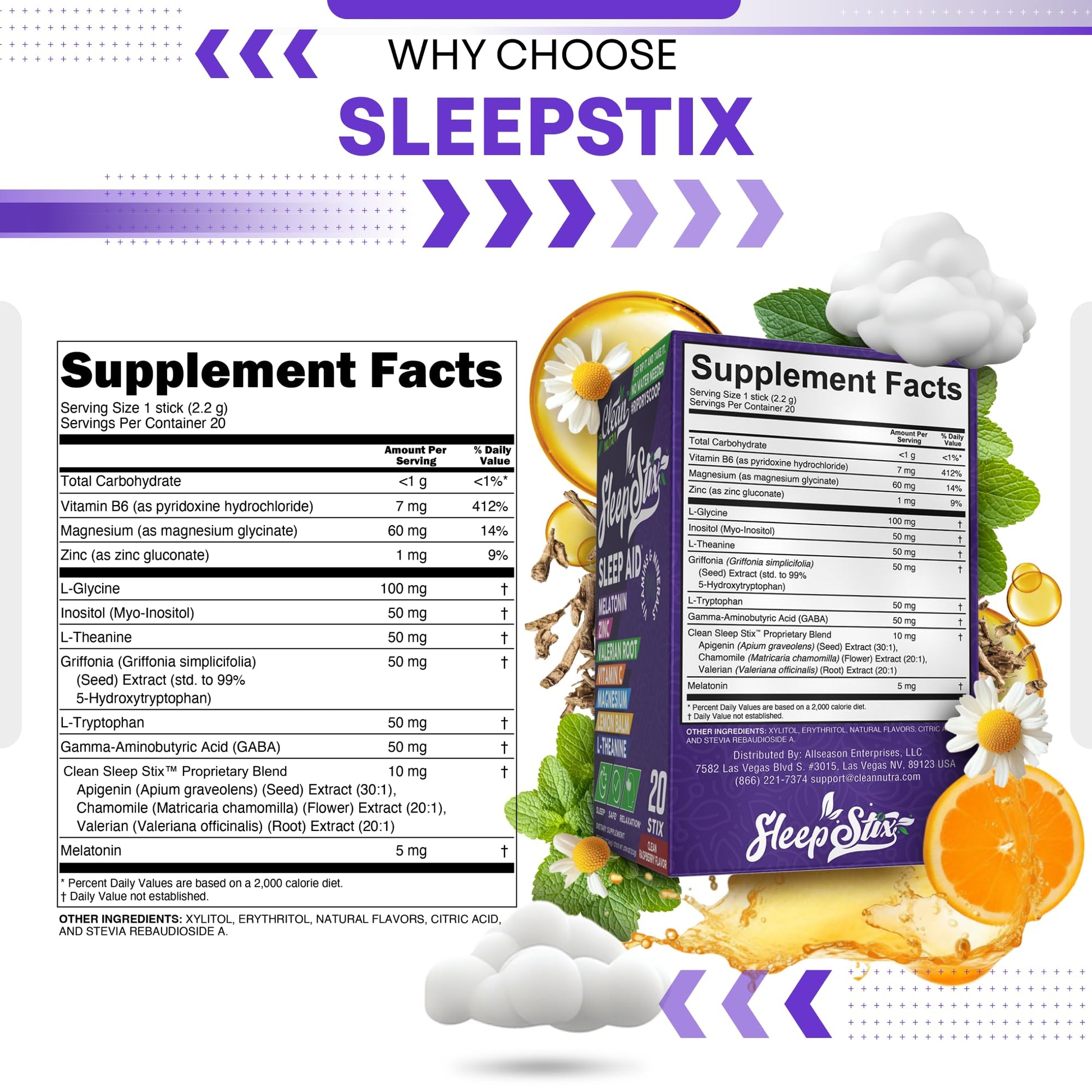 Sleep Aid Melatonin Powder Tryptophan Glycine Valerian Root Magnesium For Sleep Lemon Balm L Theanine Magnesium Glycinate Zinc Sleep Aid Myo Inositol GABACalm B6 5 HTP Stress Relief 20 Stix Clean NutraceuticalsAu supplements