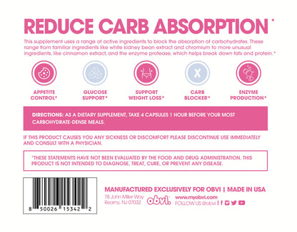 Obvi Guilt Free Carb Blocker, Block Carb Absorption, Support Weight Loss, Healthier Nails ObviUS supplements