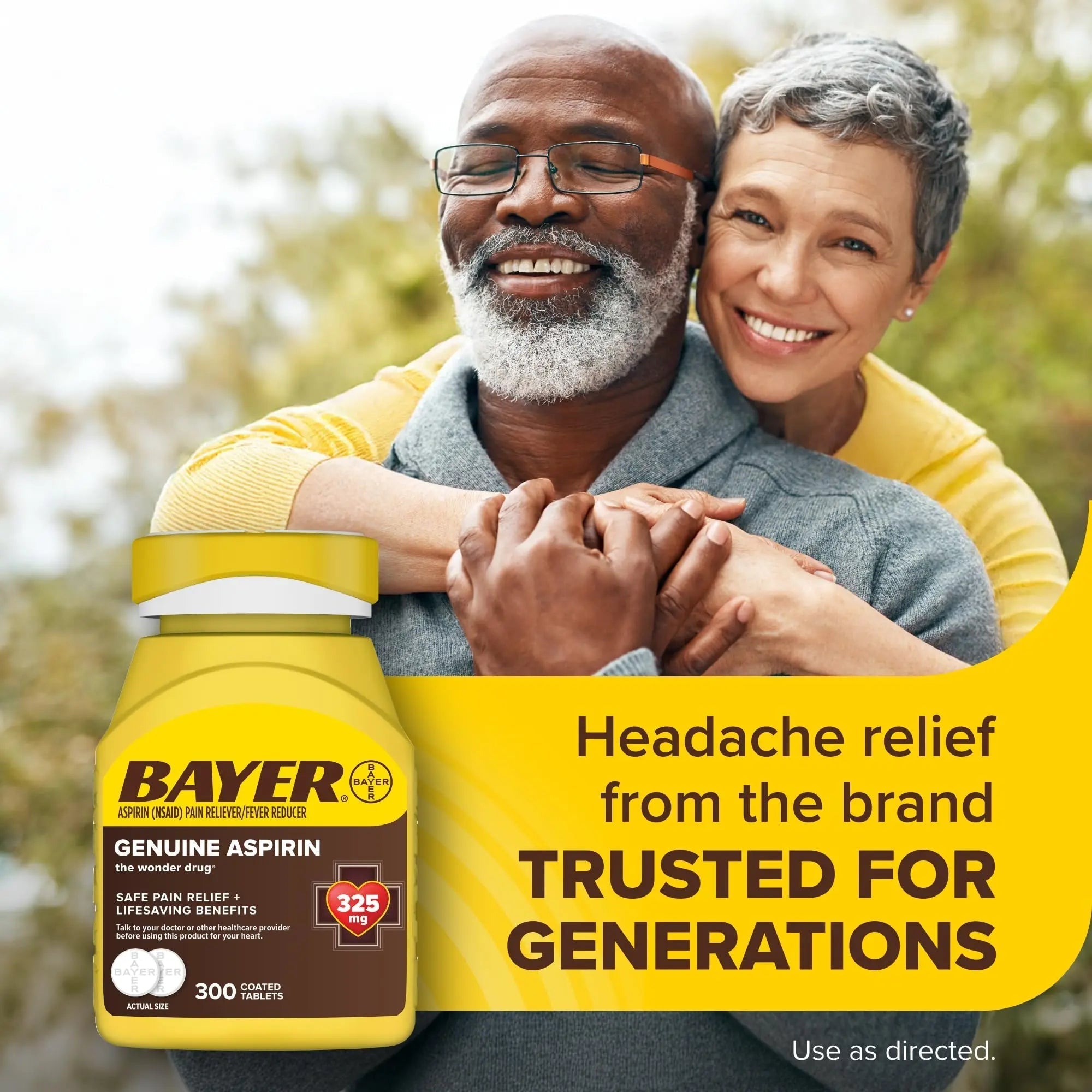 Bayer Genuine Aspirin 325 mg, Coated Tablets for Headache Relief, Multi-Symptom Pain Reliever and Fever Reducer, Pain Relief Tablets for Tooth and Muscle Pain, Backache, 300 Ct BayerAu supplements
