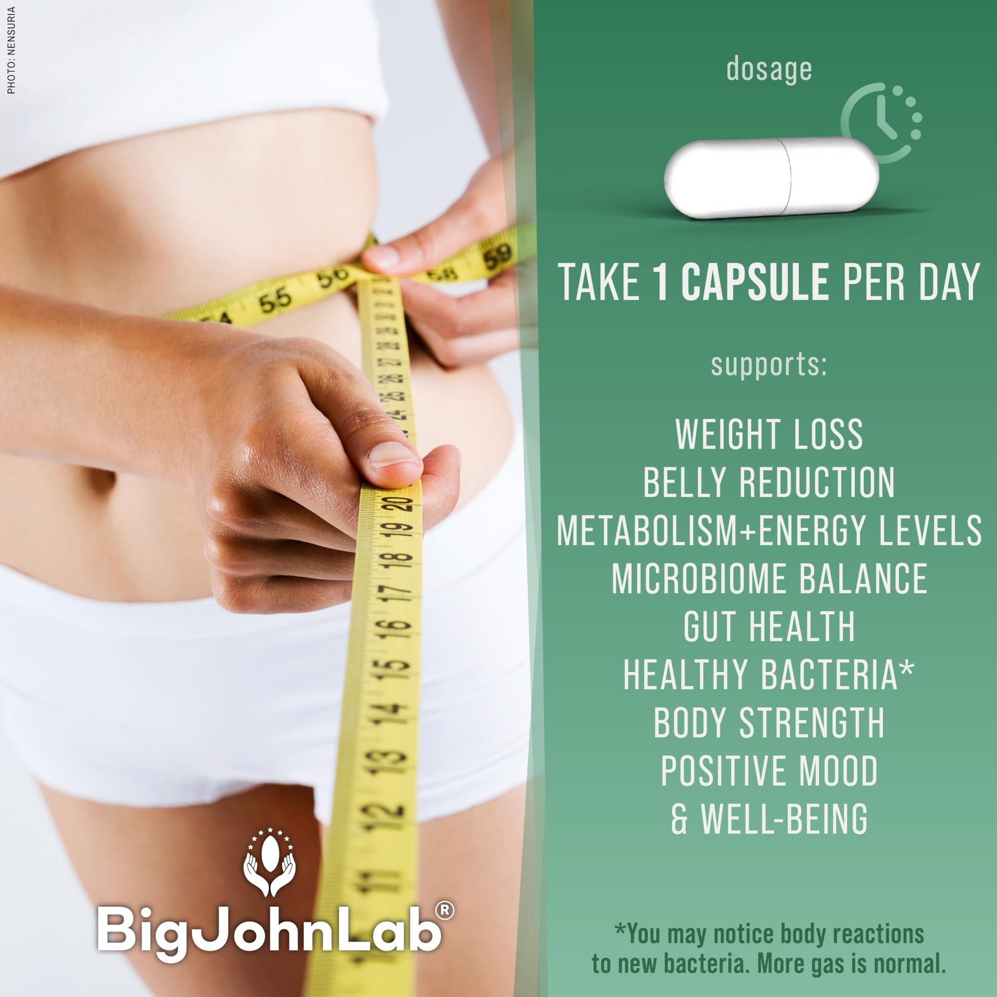 BIGJOHNLAB® - Probiotics for Weight Management & Bloating - 6 Probiotic Strains - Prebiotics - Key Ingredient Cayenne & Green Tea - Supports Gut Health - Weight Management for Women & Men - 30 CT BIGJOHNLABAu supplements