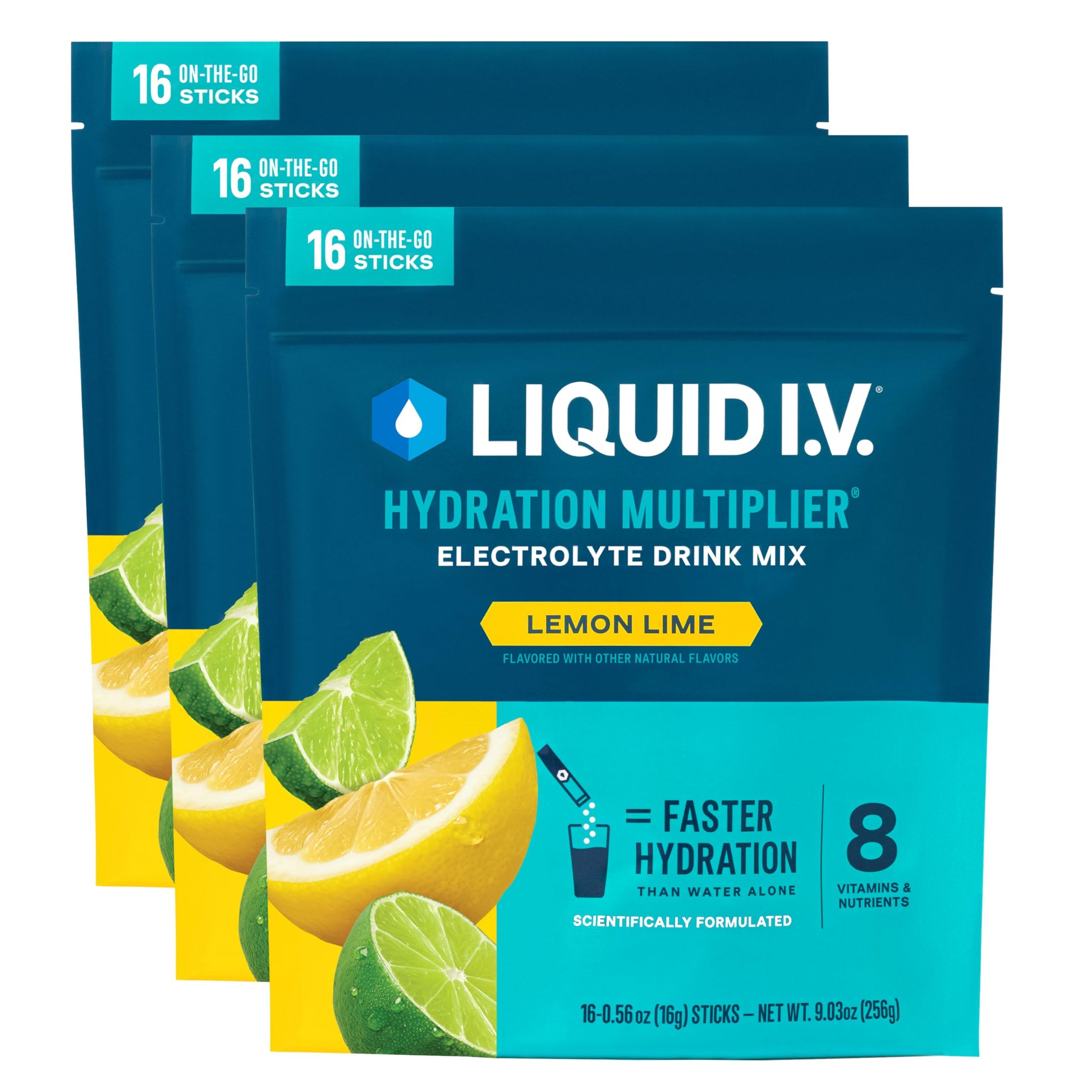 Liquid I.V.® Hydration Multiplier - Lemon Lime | Electrolyte Powder Drink Mix | 3 Pack (48 Servings) Liquid I.V.US supplements