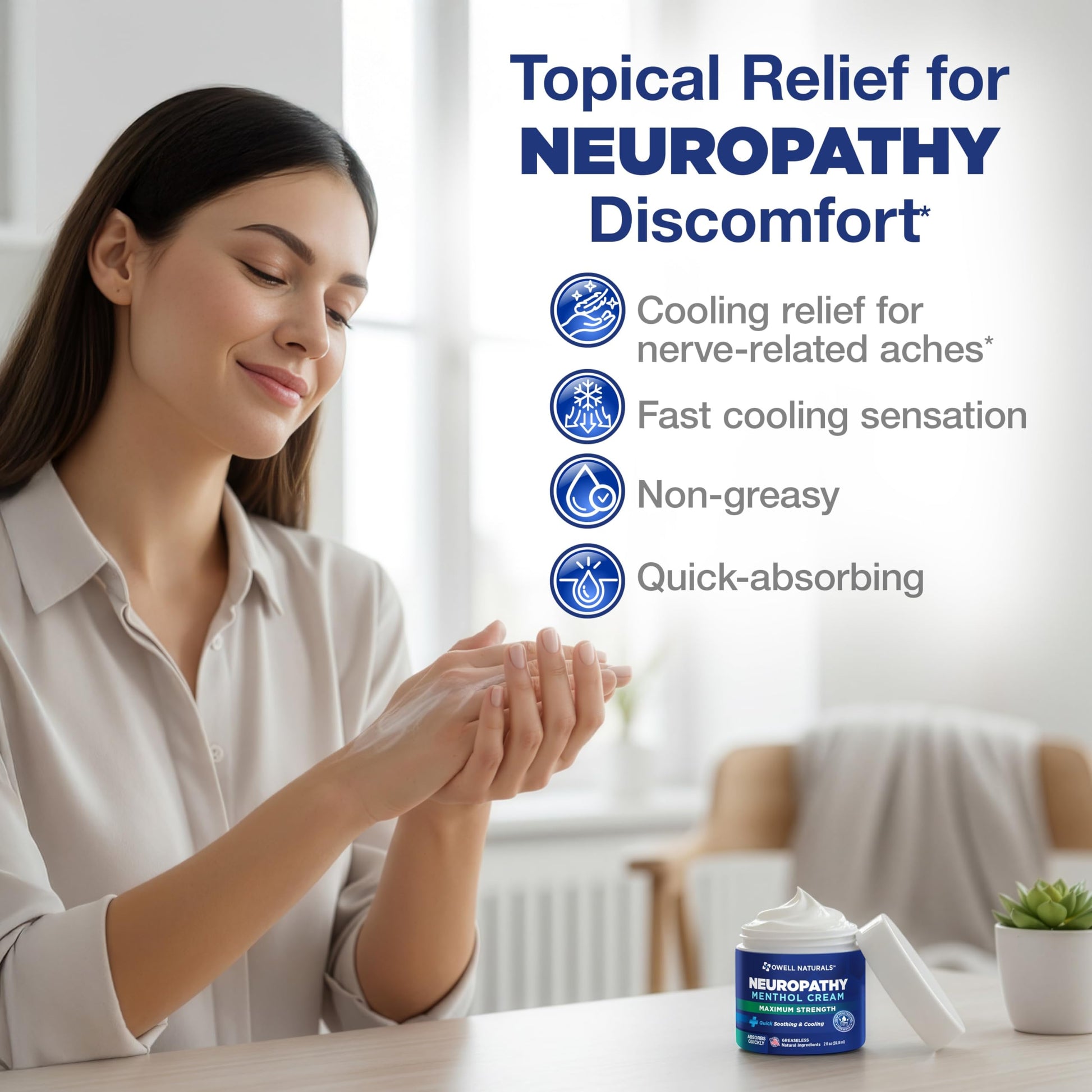 Owell Naturals Neuropathy Cream Extra Strength – Fast Absorbing Cooling for Leg, Feet & Hands – Advanced Soothing Formula with Aloe Vera, Arnica, MSM & Vitamin B6 – Made in USA, 2 fl oz Owell NaturalsAu supplements