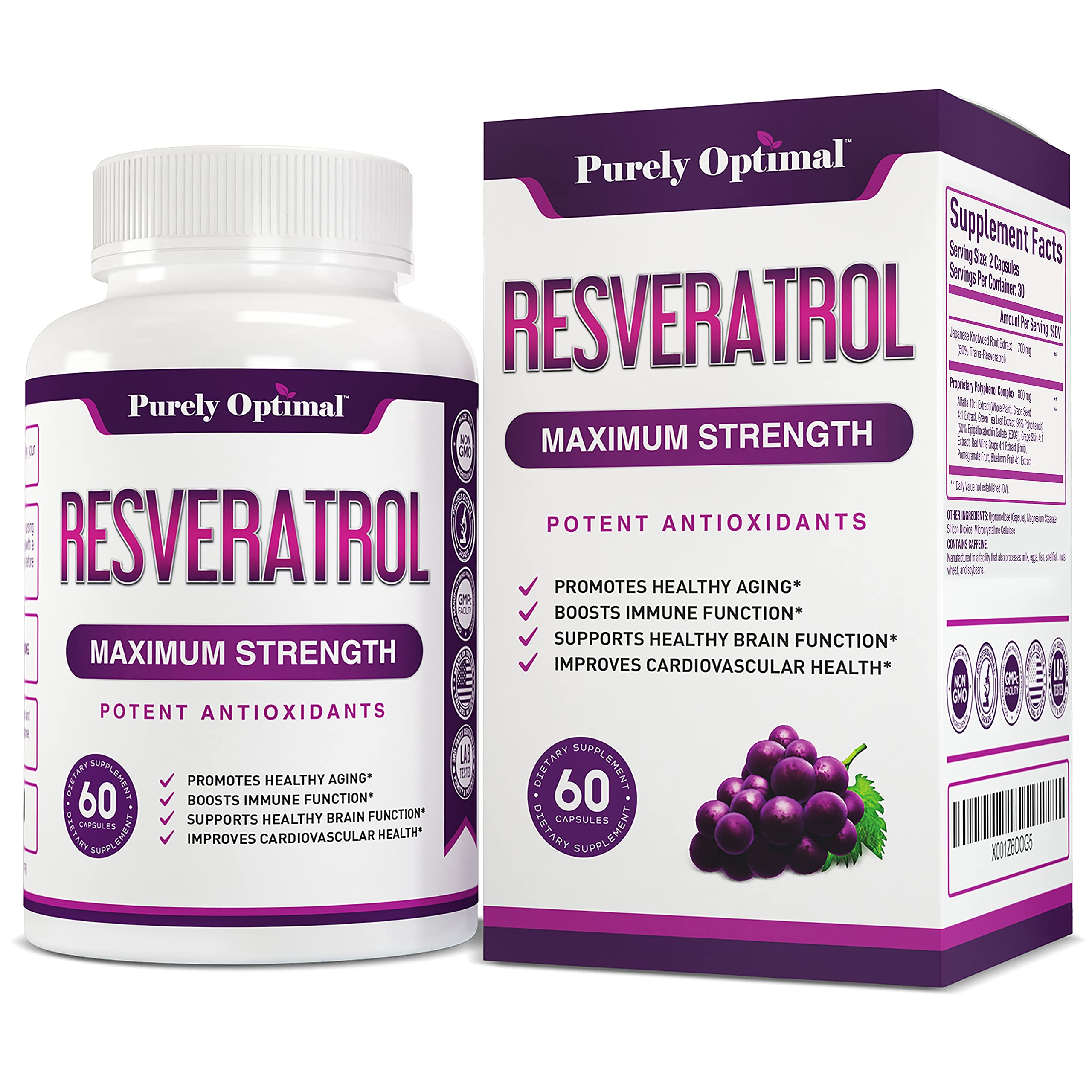 Premium Resveratrol Supplement 1500mg - Max Strength, Trans Resveratrol Capsules Purely OptimalUS supplements