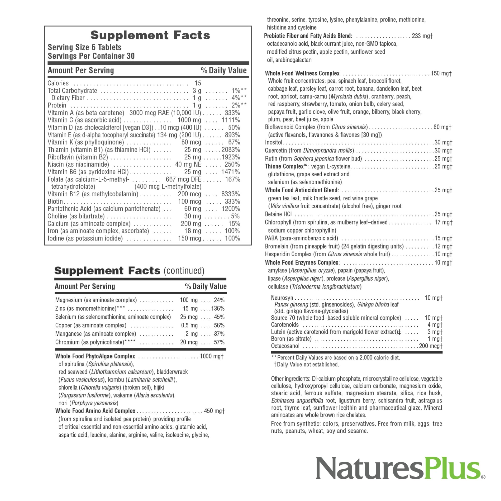 NaturesPlus Ultra Source of Life Multivitamin - 180 Mini-Tablets - with Whole Foods, Herbs, Lutein & Enzymes - Vegetarian, Gluten Free - 30 Servings NaturesPlusAu supplements