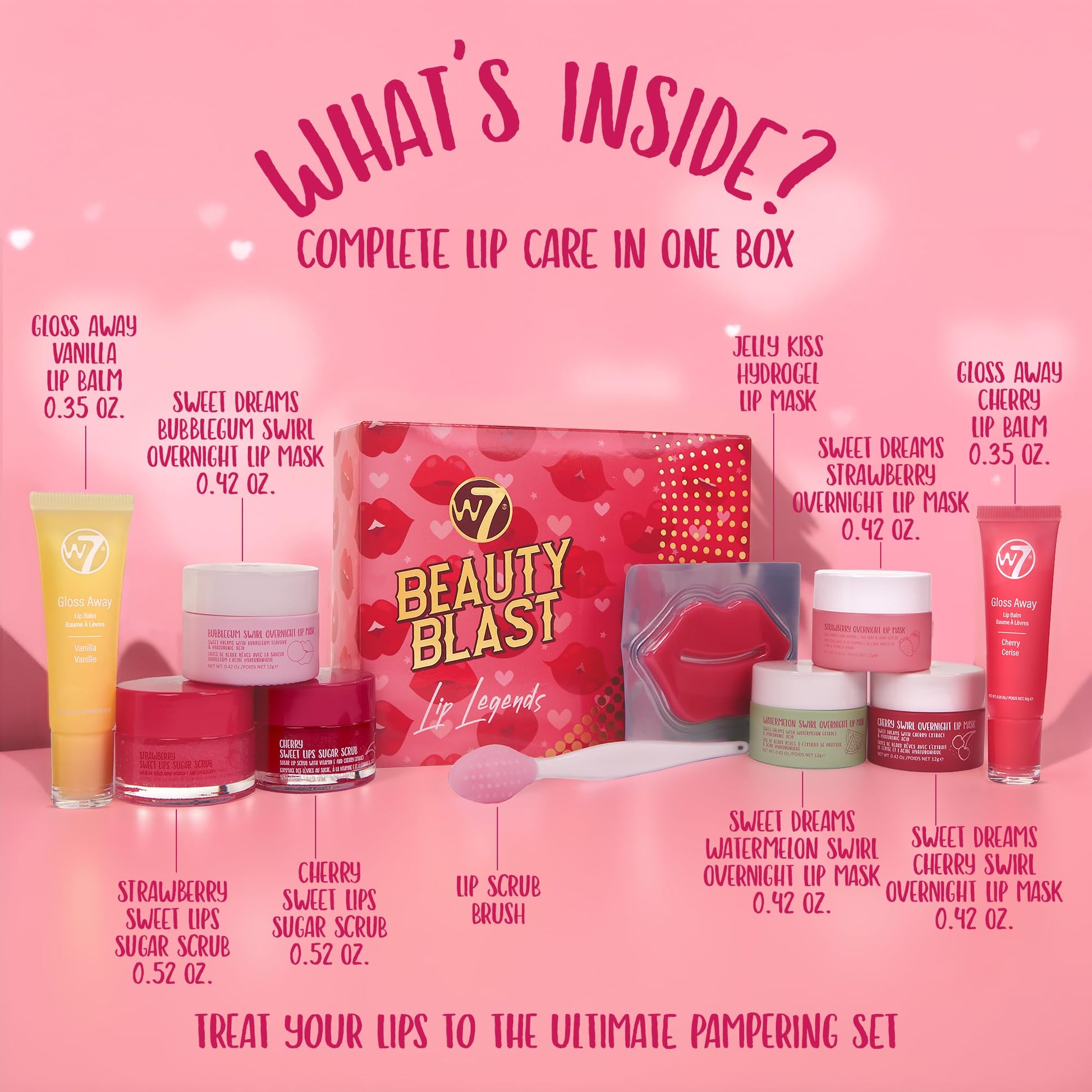 W7 Beauty Blast Lip Legends Sweet Dreams Lip Care Set - Lip Masks, Scrubs, Balms and More – Exclusive W7 Sweet Dreams Flavors Included W7Au supplements