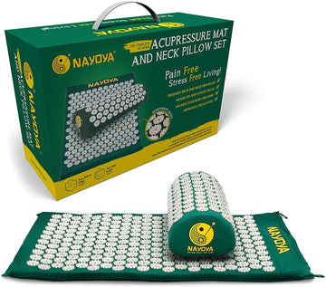 NAYOYA Neck and Back Pain Relief - Acupressure Mat and Neck Pillow Set - Relieves Stress and Sciatic Pain NAYOYAAu supplements