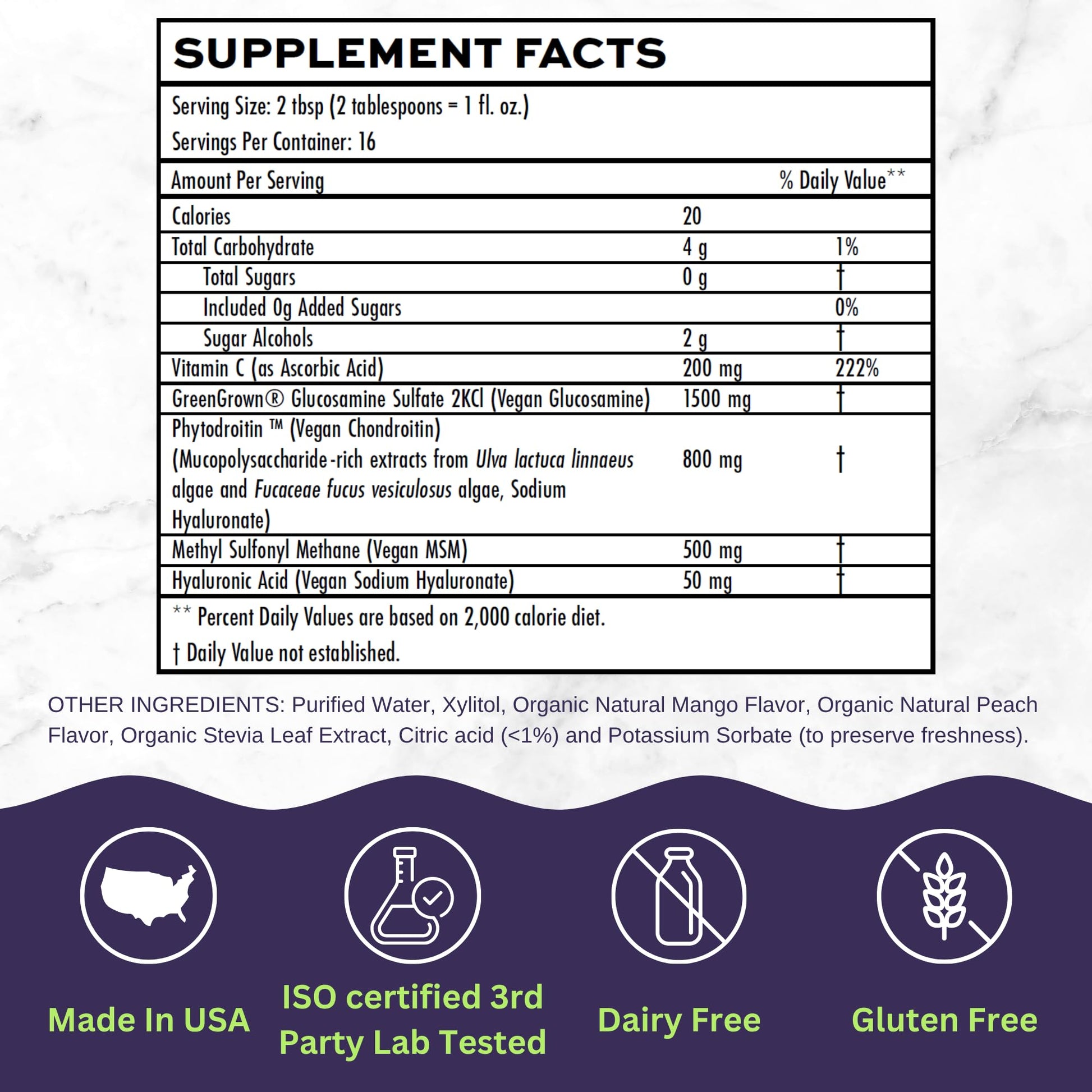 Joint Nourish – 100% Vegan Liquid Joint Supplement | Vegan Glucosamine, Chondroitin, MSM, Hyaluronic Acid & Vitamin C | Mango-Peach | Supports Joint Mobility, Cartilage & Skin | Sugar-Free,16 Servings VitaminallyAu supplements