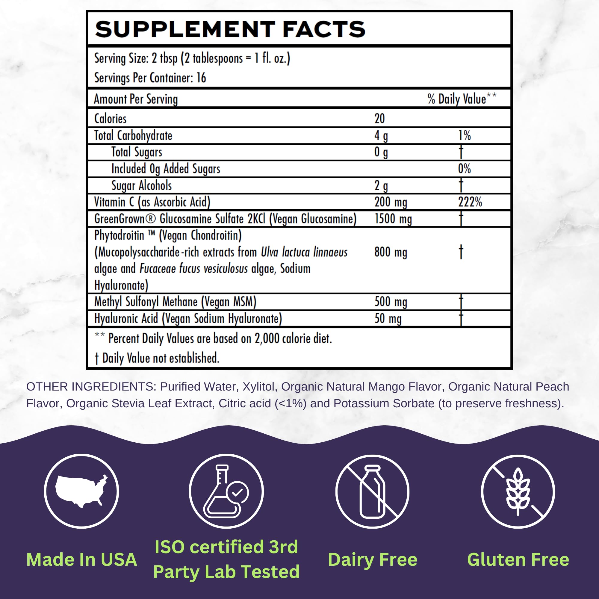 Joint Nourish – 100% Vegan Liquid Joint Supplement | Vegan Glucosamine, Chondroitin, MSM, Hyaluronic Acid & Vitamin C | Mango-Peach | Supports Joint Mobility, Cartilage & Skin | Sugar-Free,16 Servings VitaminallyAu supplements