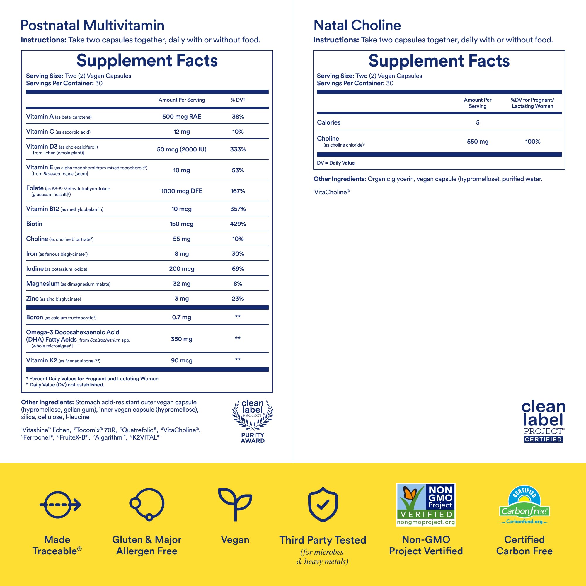 Ritual Postnatal Mom-to-Baby Set, Postpartum Multivitamin and Natal Choline Supplements, Supports Lactation, Immune Function, and Baby's Cognitive Function RitualUS supplements