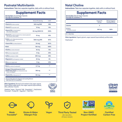 Ritual Postnatal Mom-to-Baby Set, Postpartum Multivitamin and Natal Choline Supplements, Supports Lactation, Immune Function, and Baby's Cognitive Function RitualUS supplements