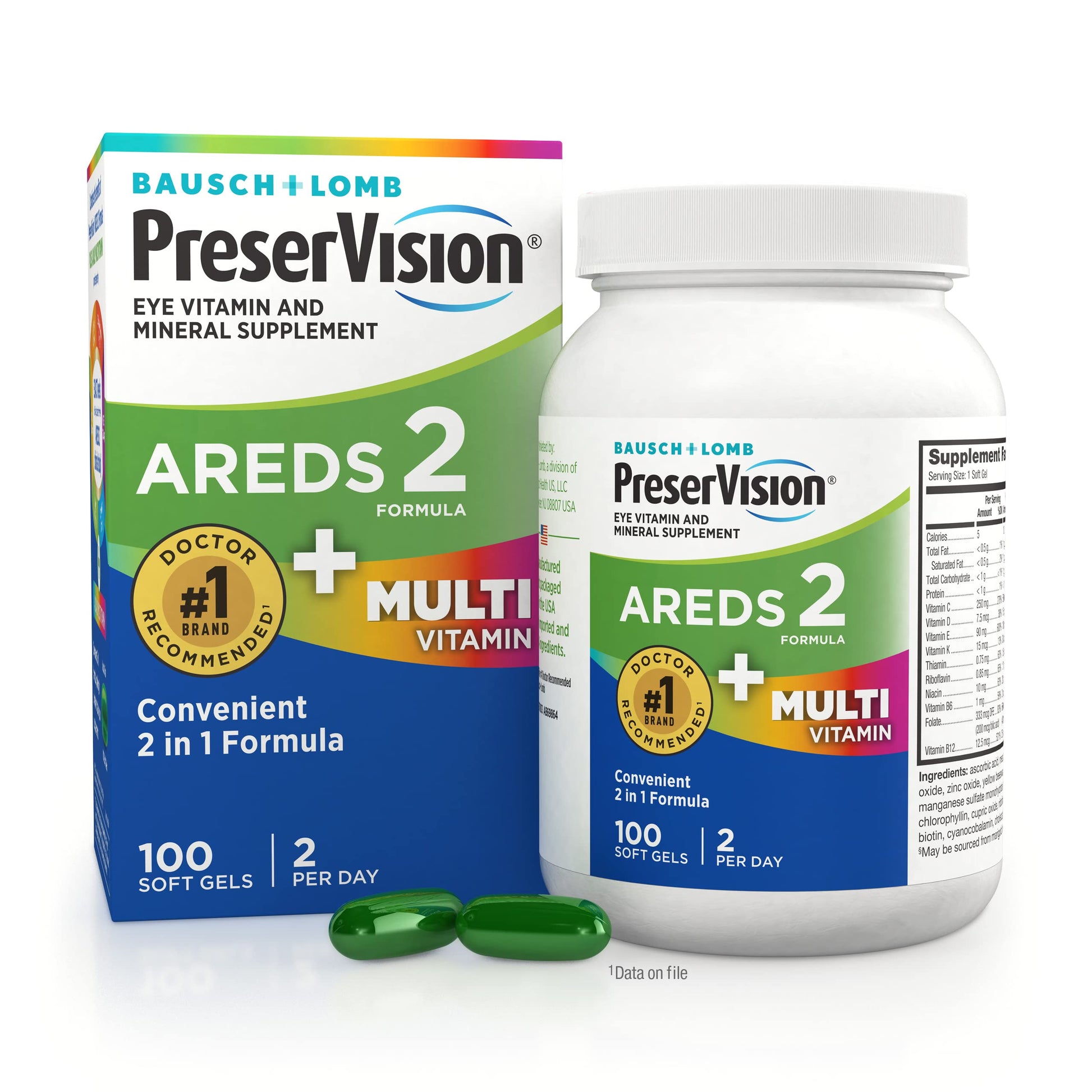 PreserVision AREDS 2 + Multivitamin, #1 Eye Doctor Recommended Brand, 2-in-1 Eye Vitamin with Lutein, Zeaxanthin, Zinc, and Vitamin C, D & E, 100 Softgels PreserVisionAu supplements