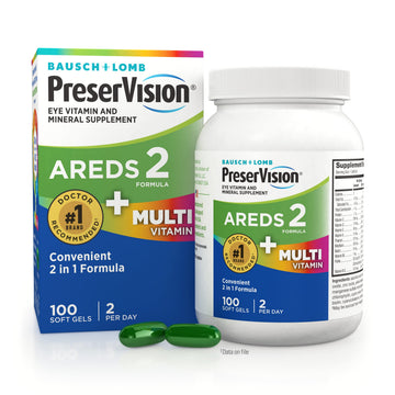 PreserVision AREDS 2 + Multivitamin, #1 Eye Doctor Recommended Brand, 2-in-1 Eye Vitamin with Lutein, Zeaxanthin, Zinc, and Vitamin C, D & E, 100 Softgels PreserVisionAu supplements