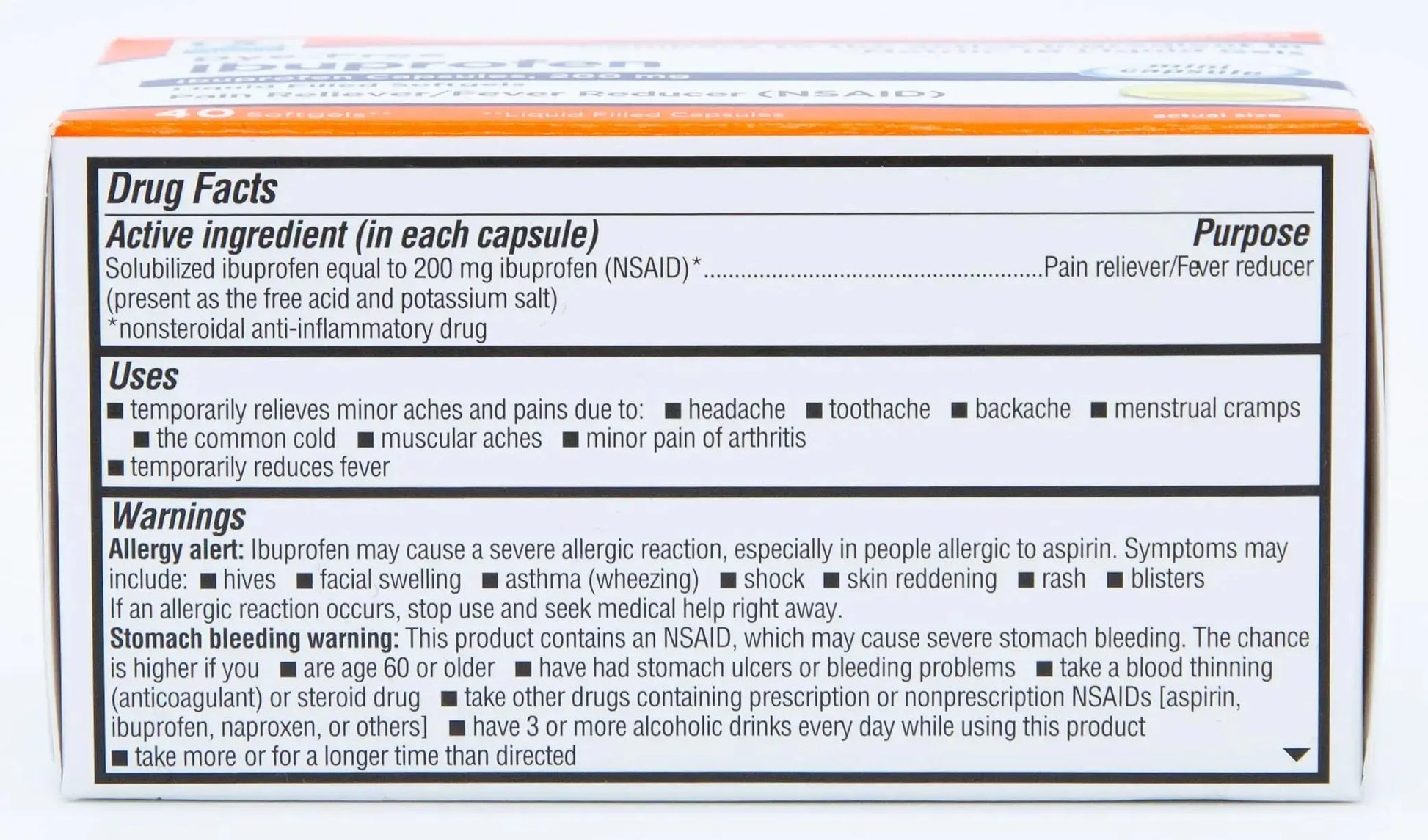 Quality Choice Ibuprofen 200 mg Liquid Gels 40 Count Easy to Swallow Pain Reliever and Fever Reducer for Headache Toothache Backache Menstrual Cramps Muscle Aches Minor and Pain Quality ChoiceAu supplements