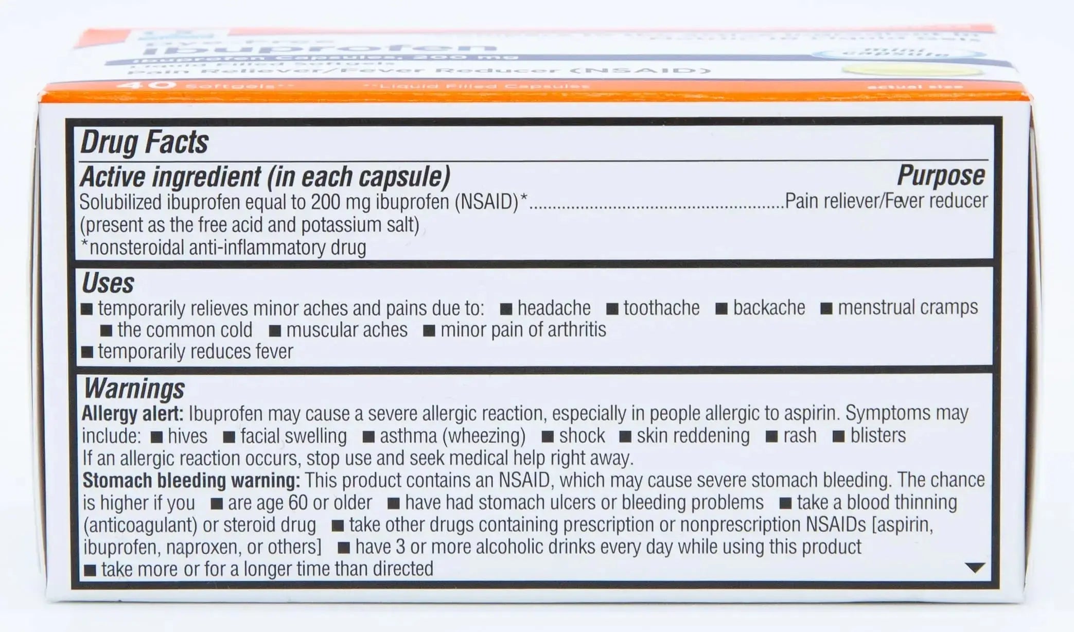 Quality Choice Ibuprofen 200 mg Liquid Gels 40 Count Easy to Swallow Pain Reliever and Fever Reducer for Headache Toothache Backache Menstrual Cramps Muscle Aches Minor and Pain Quality ChoiceAu supplements