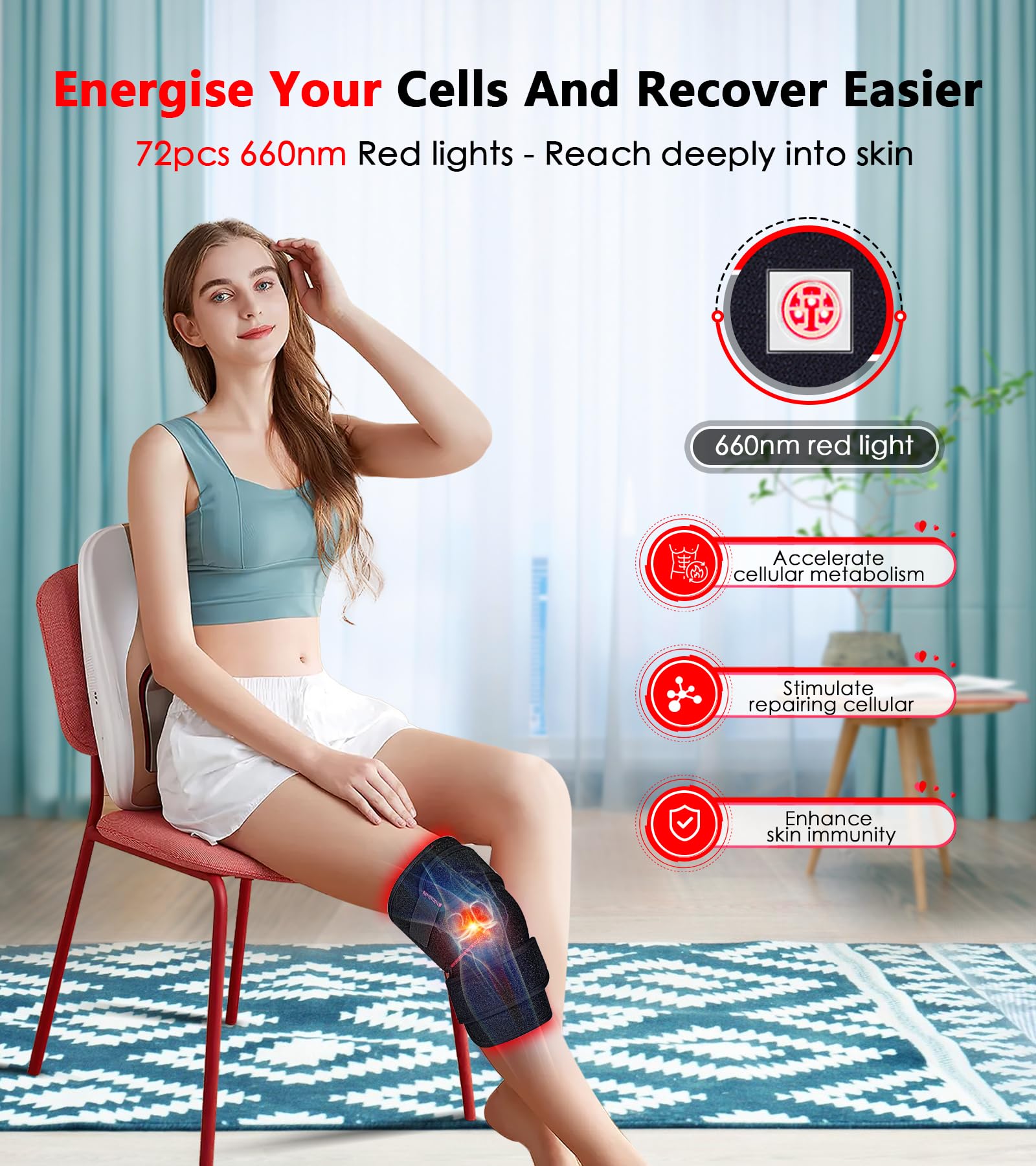 Red Light Therapy for Knee, Infrared Red Light Therapy Device Wrap Belt with 660nm Red Light RUISQMAu supplements