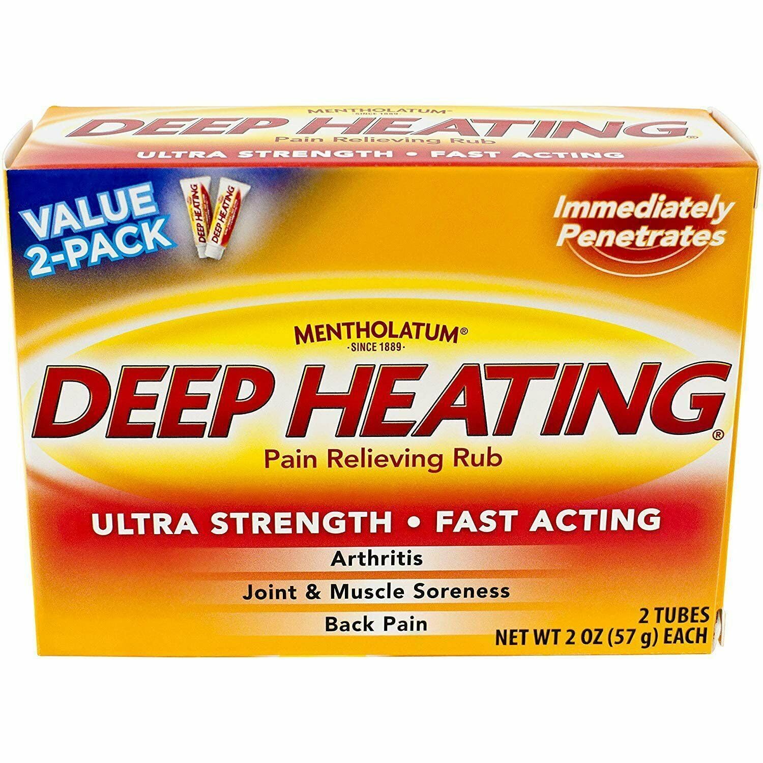 Mentholatum Deep Heating Pain Relieving Rub, Ultra Strength, 2 Tubes each, Pack of 5 MentholatumAu supplements