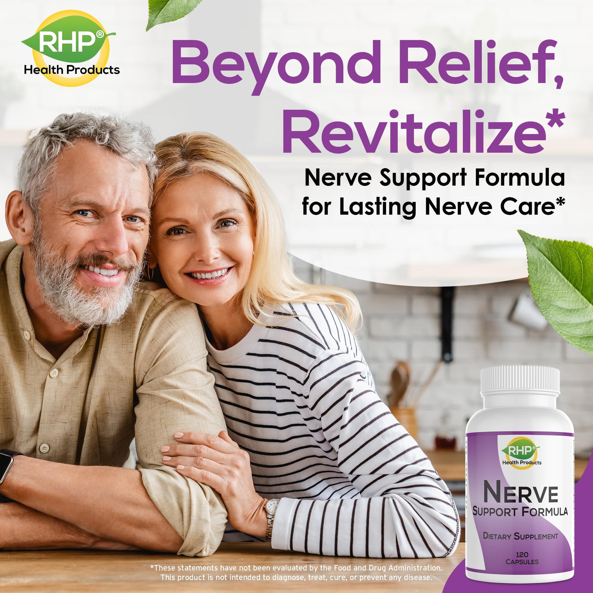 RHP Nerve Support Formula. Nutritional Support of Neuropathy, Nerve Relief from Aches, Nerve Pain & Discomfort. B-Complex with Benfotiamine and Methyl B12. 120 Capsules RHPAu supplements
