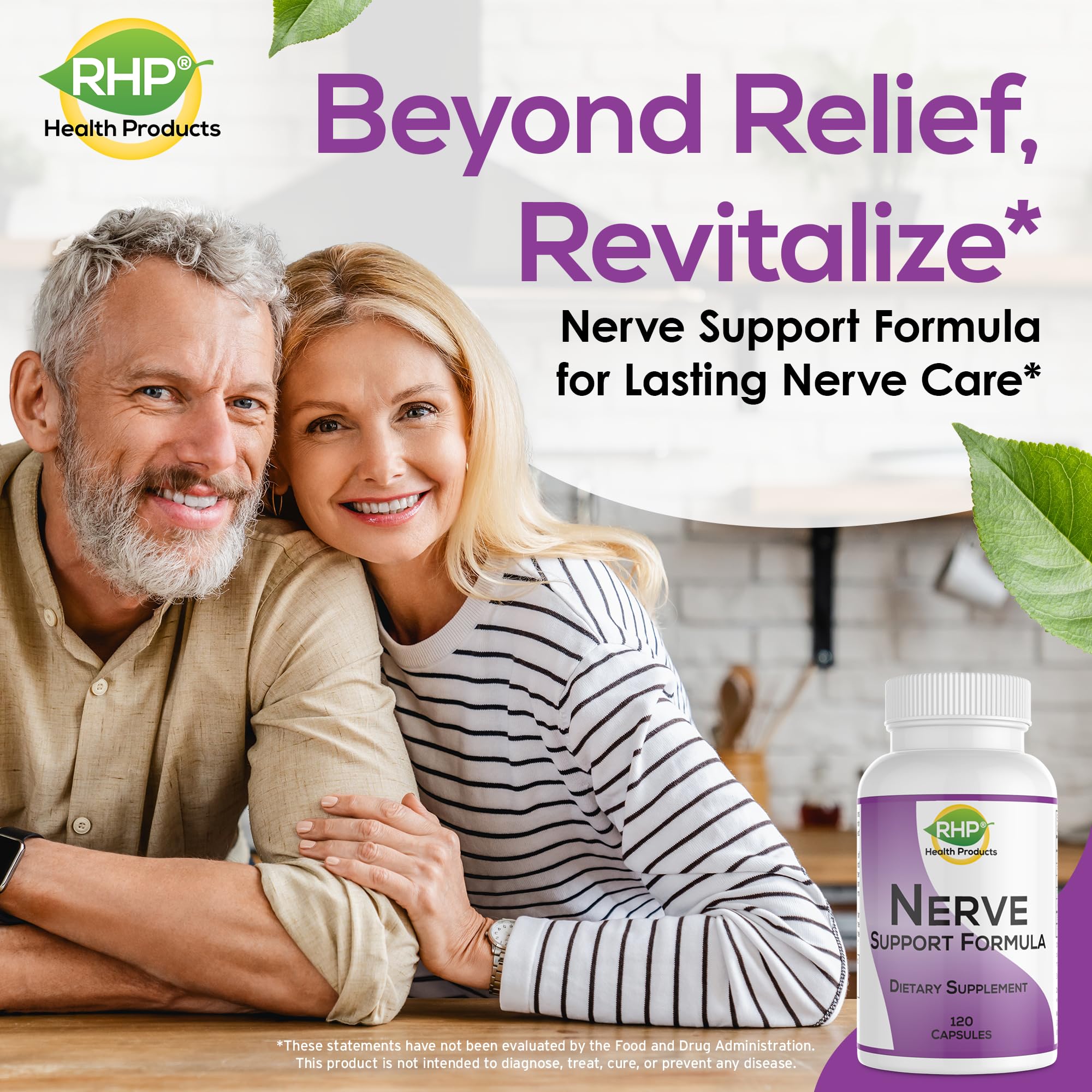 RHP Nerve Support Formula. Nutritional Support of Neuropathy, Nerve Relief from Aches, Nerve Pain & Discomfort. B-Complex with Benfotiamine and Methyl B12. 120 Capsules RHPAu supplements