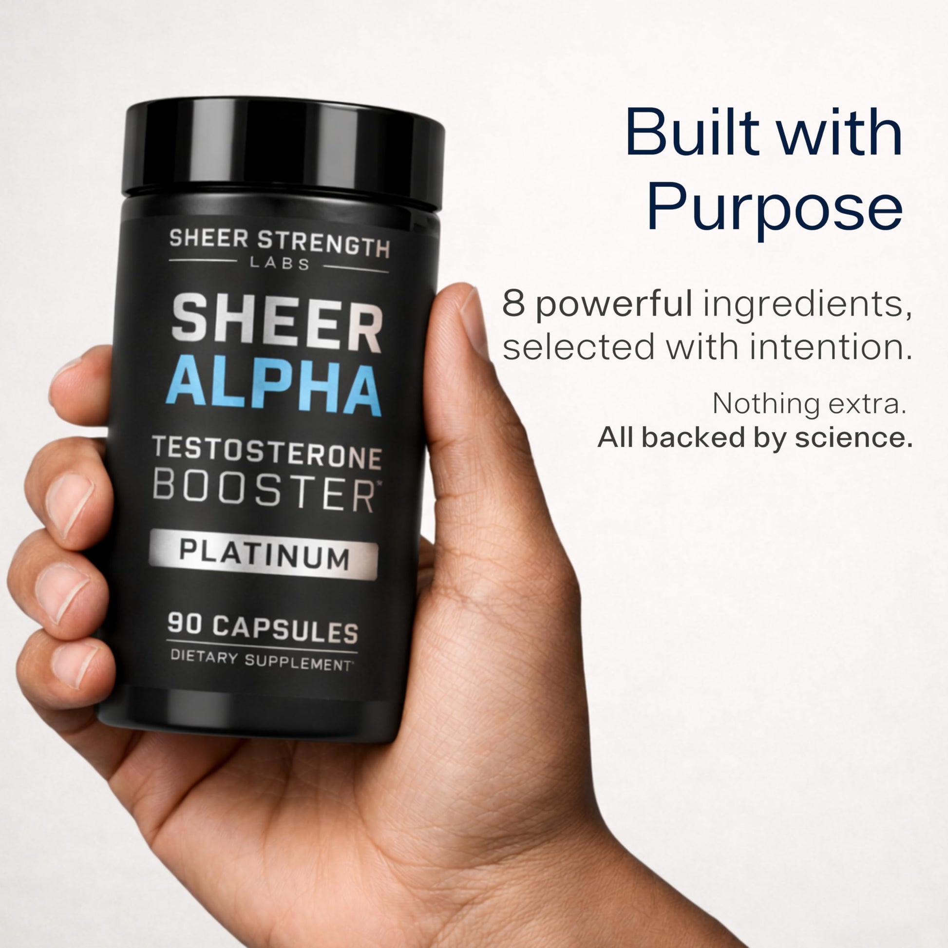 Testosterone Booster for Men - Sheer Alpha T-Booster - Clinically Backed Dose, Strongest Formula - Made in USA - Premium Blend of Fadogia Agrestis Tongkat Ali and Shilajit. 30 Servings Sheer Strength LabsAu supplements