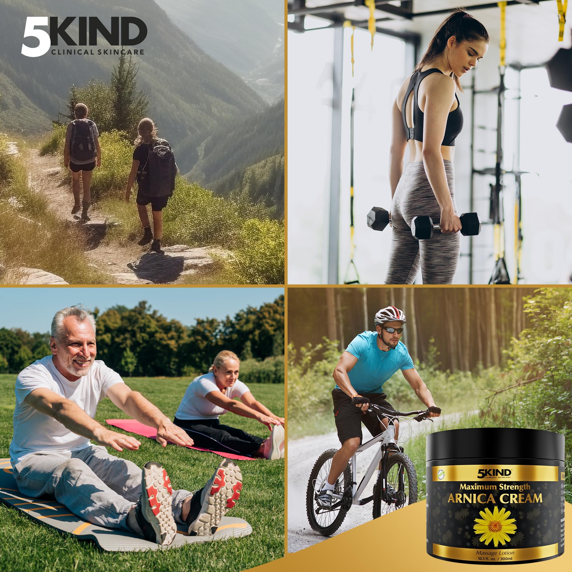 5kind Extra Strong Arnica Cream for Bruising and Swelling 10.1 Fl Oz - Arnica Bruise Cream Extra Strength Fast Healing Thin Skin - High Concentration Arnica Montana Extract for Bruises-Natural Formula 5kind clinical skincareAu supplements