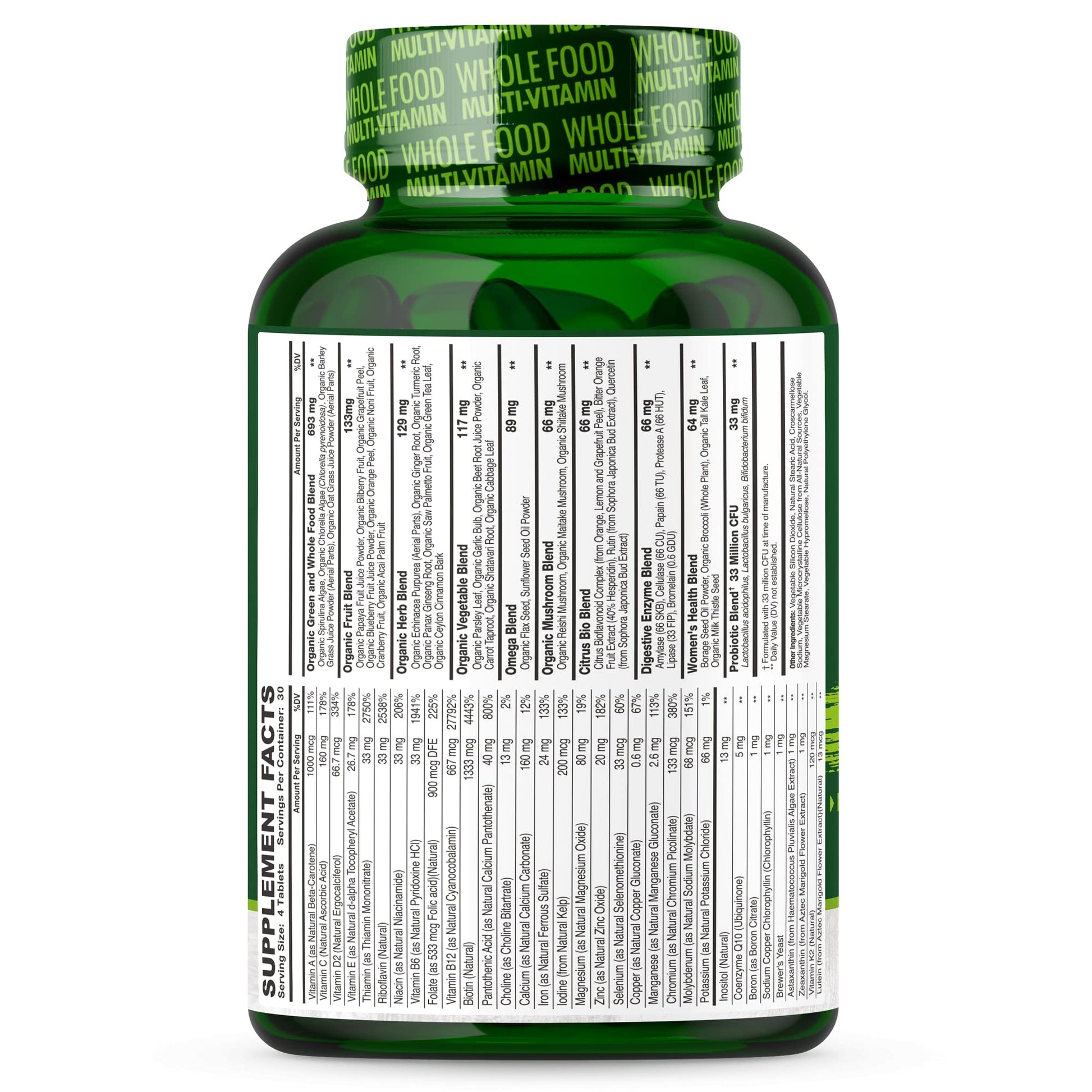 Wholesome Wellness Whole Food Multivitamin for Women - Natural Multi Vitamins, Minerals, Organic Extracts - 120 Tablets Wholesome WellnessUS supplements