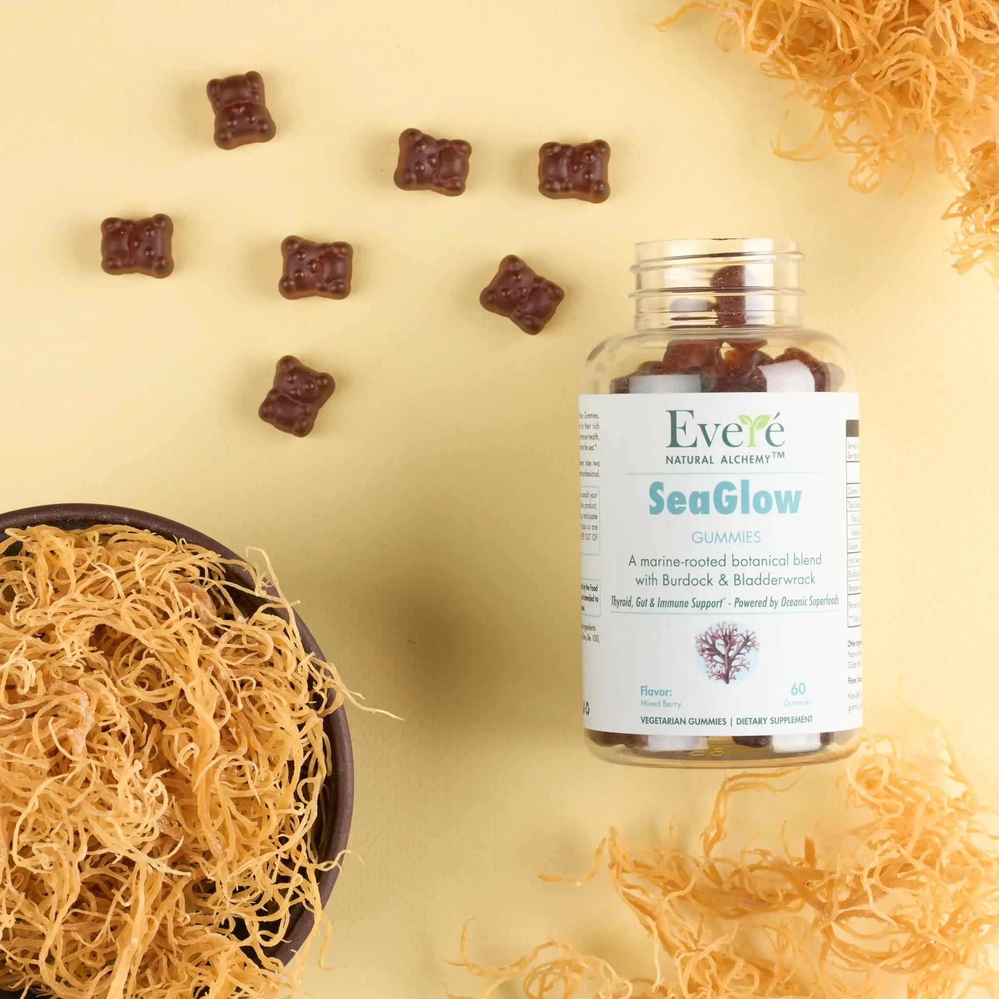 The EverÉ Natural Alchemy Sea Moss with Bladderwrack & Burdock Root – Vegan, Plant-Based Gummies with Minerals & Botanicals – Mixed-Berry Flavor, Non-GMO & Gluten-Free The EverÉ Natural Alchemynz supplements