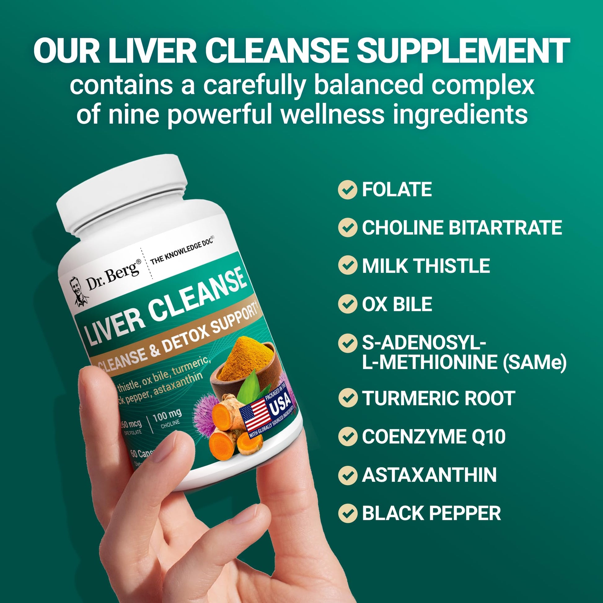Dr. Berg Liver Cleanse Detox Capsules w/Unique Blend of Milk Thistle, Ox Bile & Folate - Liver Supplement Includes Turmeric, Black Pepper & Choline - 60 Capsules Dr. Berg NutritionalsAu supplements