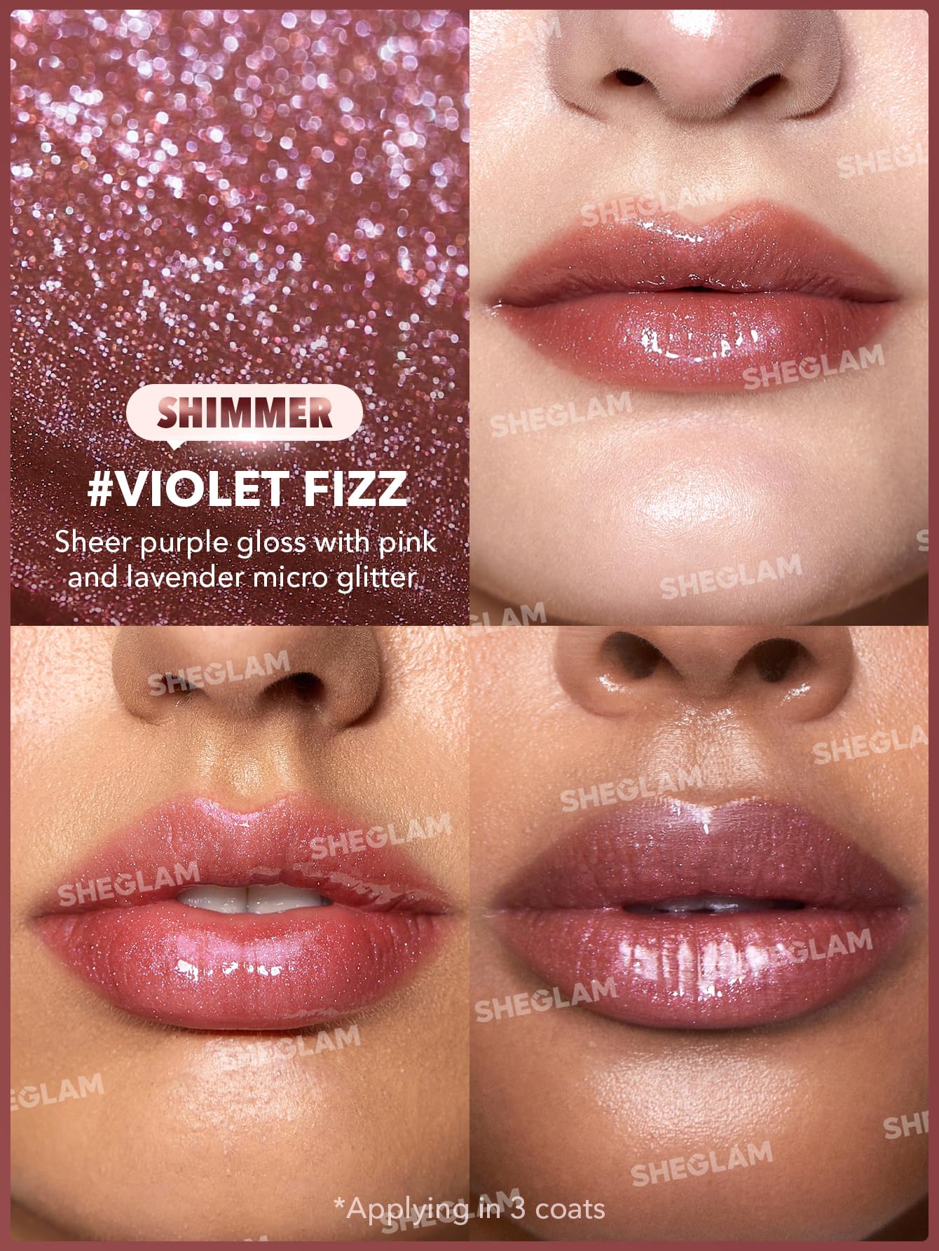 SHEGLAM Pout-Perfect Moisturizing Solid Lip Gloss Shimmer Lip Plumper - Violet Fizz SHEGLAMAu supplements