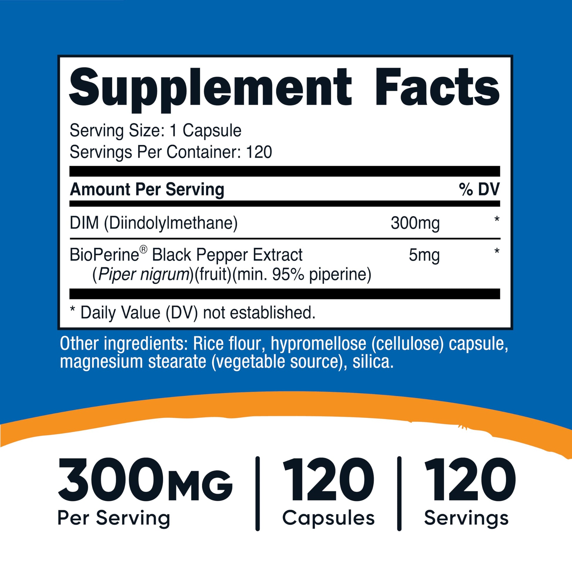 Nutricost DIM (Diindolylmethane) Plus BioPerine 300mg, 120 Vegetarian Capsules - Up to 4 Month Supply, Max Strength DIM Supplement NutricostAu supplements