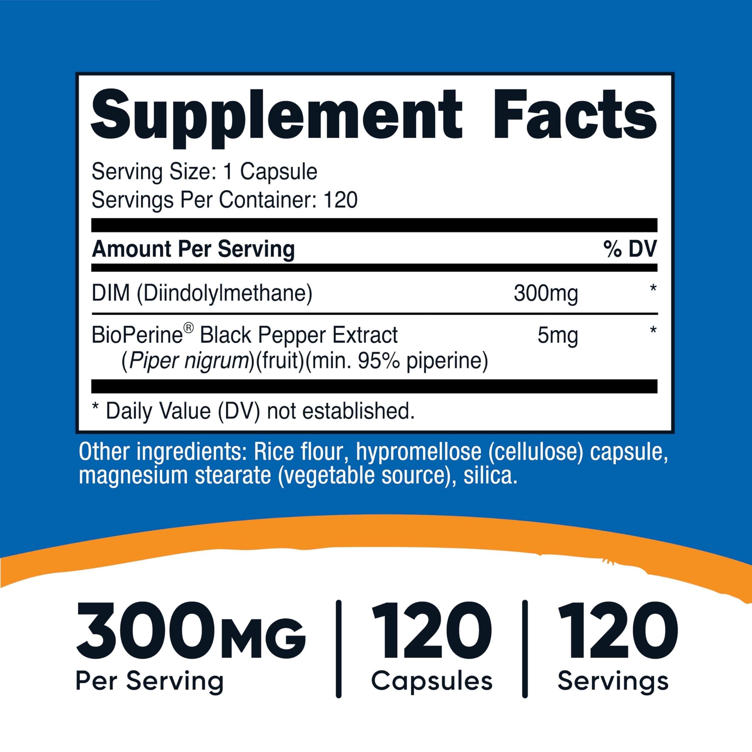 Nutricost DIM (Diindolylmethane) Plus BioPerine 300mg, 120 Vegetarian Capsules - Up to 4 Month Supply, Max Strength DIM Supplement NutricostAu supplements