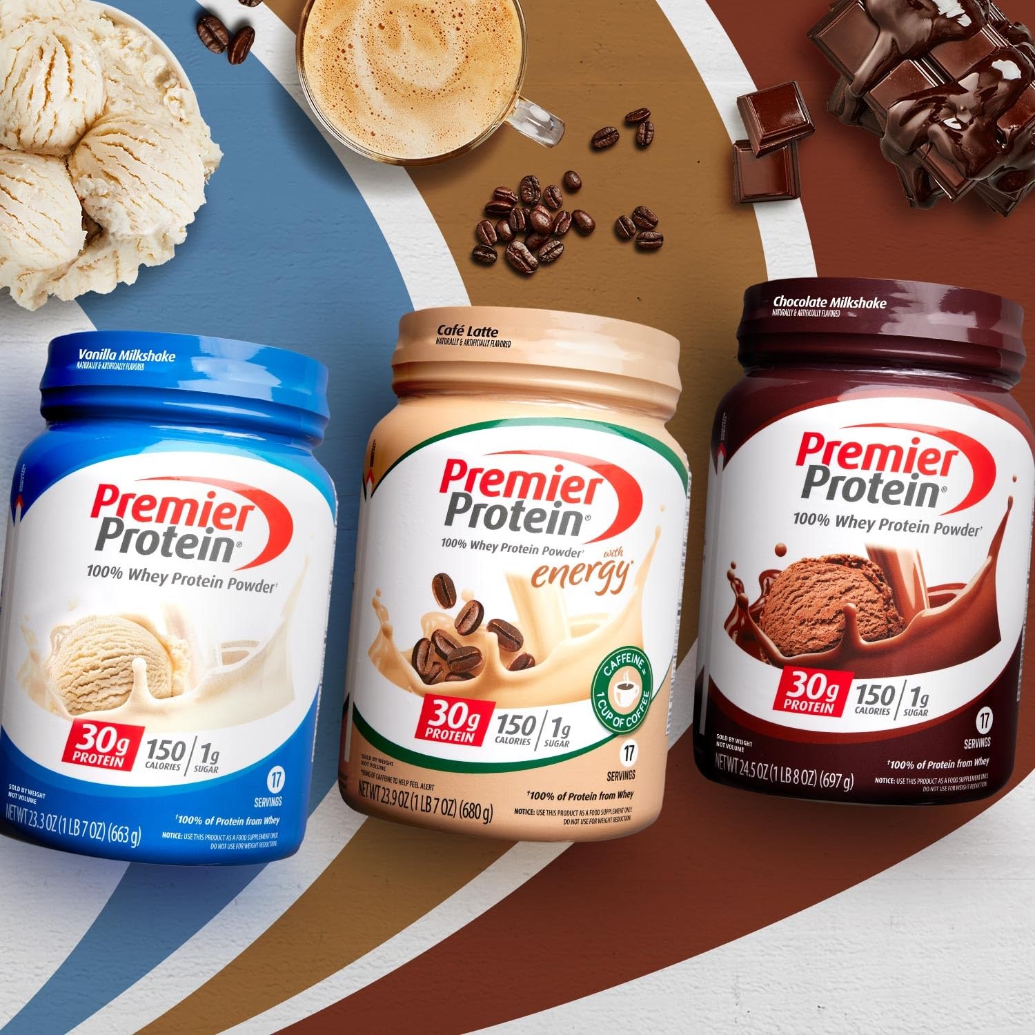 Premier Protein Powder, Cafe Latte , 30g Protein, 1g Sugar, 100% Whey Protein Premier ProteinUS supplements