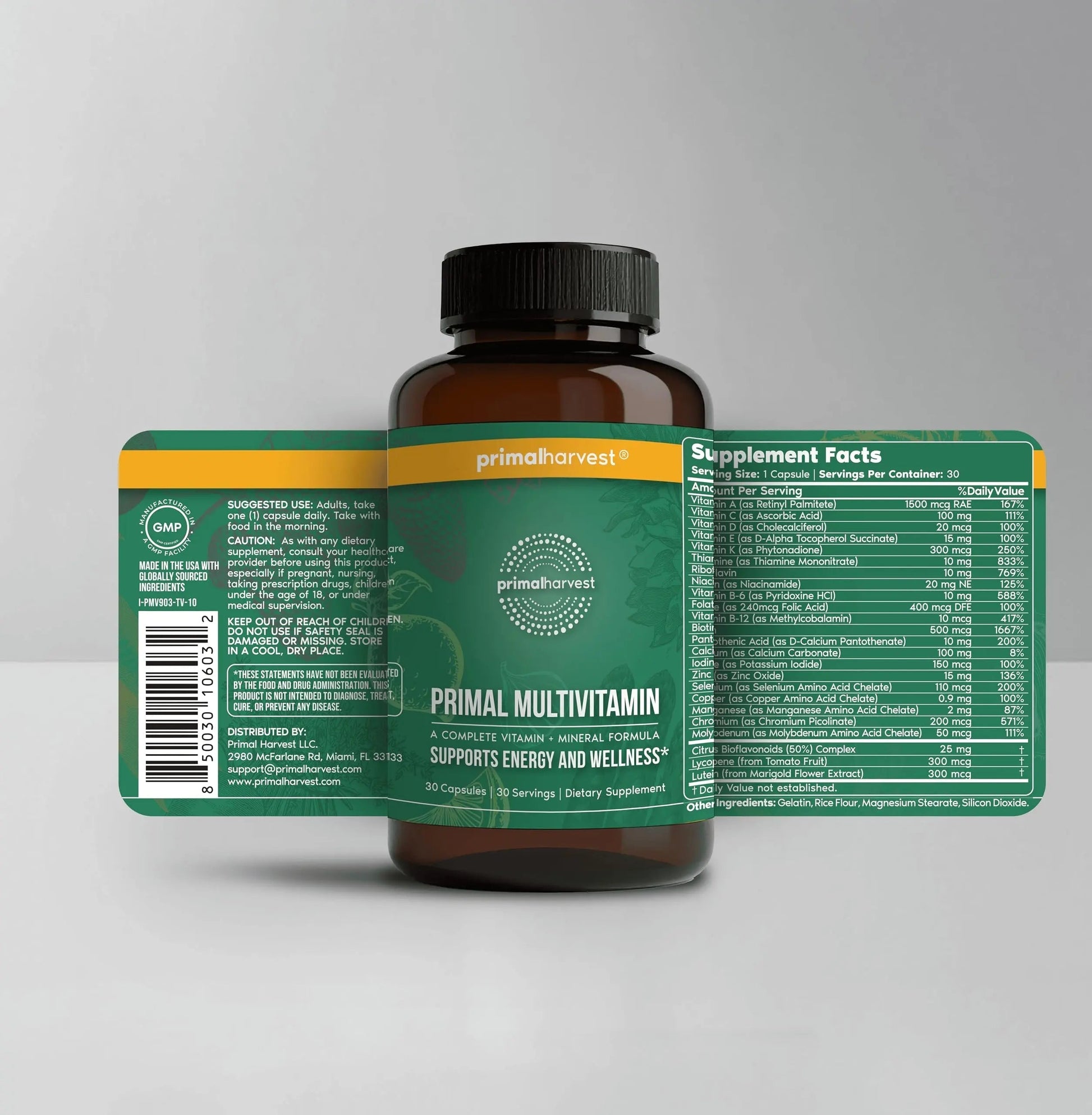 Primal Harvest Primal Multivitamin - Daily Multi-Vitamin Supplement with 21 Essential Vitamins & Minerals for Women & Men (2 Pack (30 Count)) Primal HarvestAu supplements