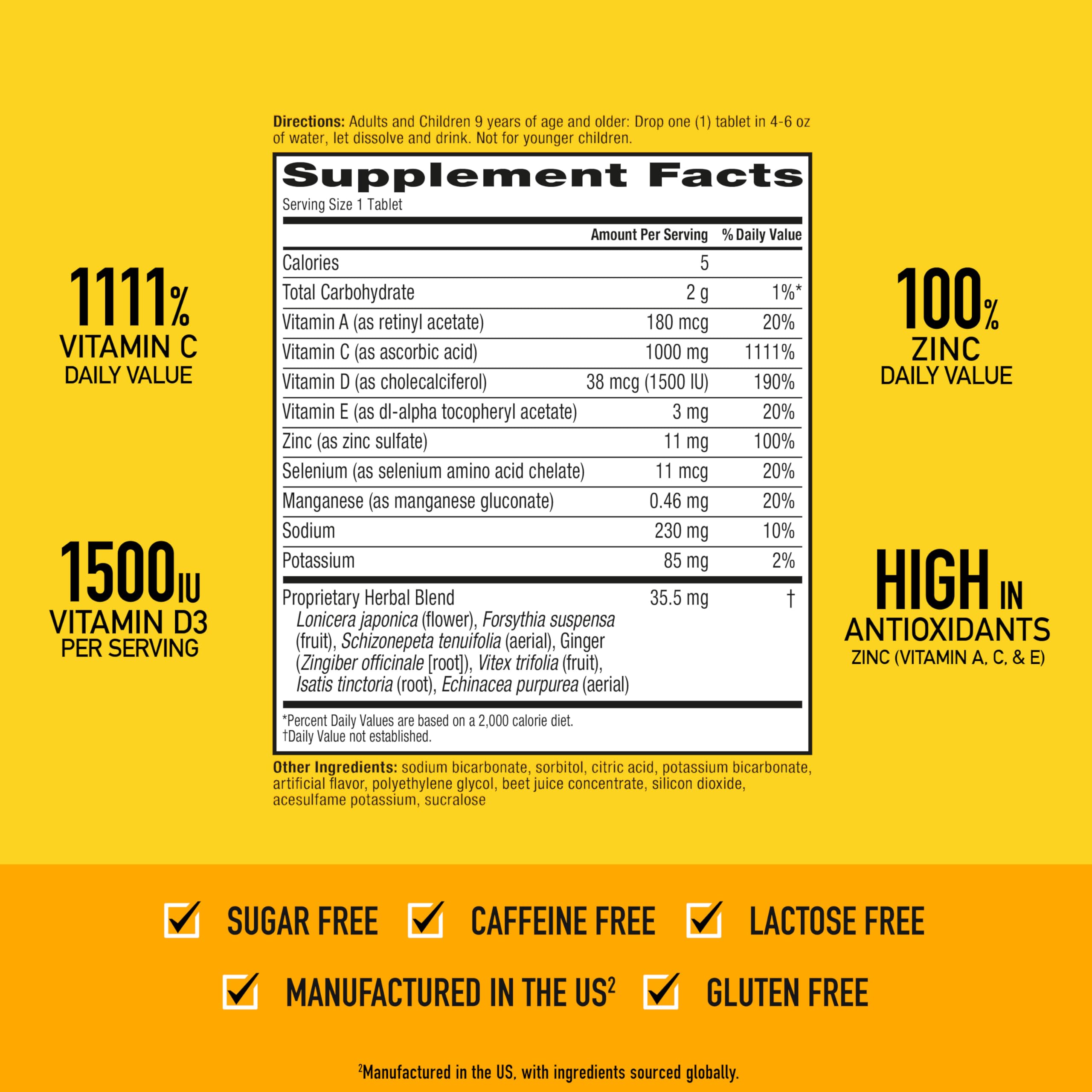 Vitamin C 1000mg (per serving) - Airborne Very Berry Effervescent Tablets (36 count in a box), Gluten-Free Immune Support Supplement, With Vitamins A C E, ZINC, Selenium, Echinacea & Ginger AirborneAu supplements