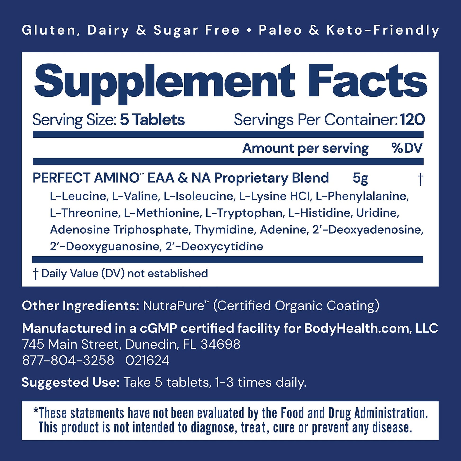 BodyHealth PerfectAmino (600 ct) Easy to Swallow Tablets, Essential Amino Acids Supplement with BCAAs, Vegan Protein for Pre/Post Workout & Muscle Recovery with Lysine, Tryptophan, Leucine, Methionine BodyHealthAu supplements